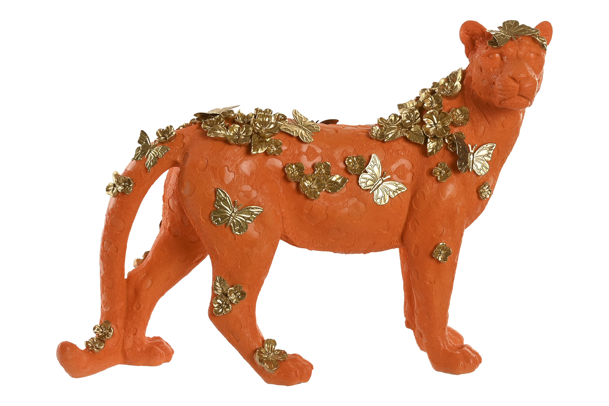 FIGURA RESINA 60X21,5X43 LEOPARDO NARANJA