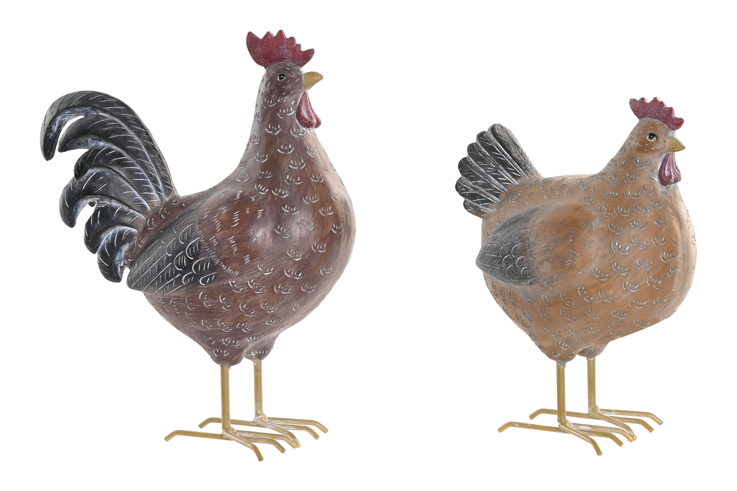 FIGURA RESINA HIERRO 24X11,5X29 GALLINA 2 SURT.