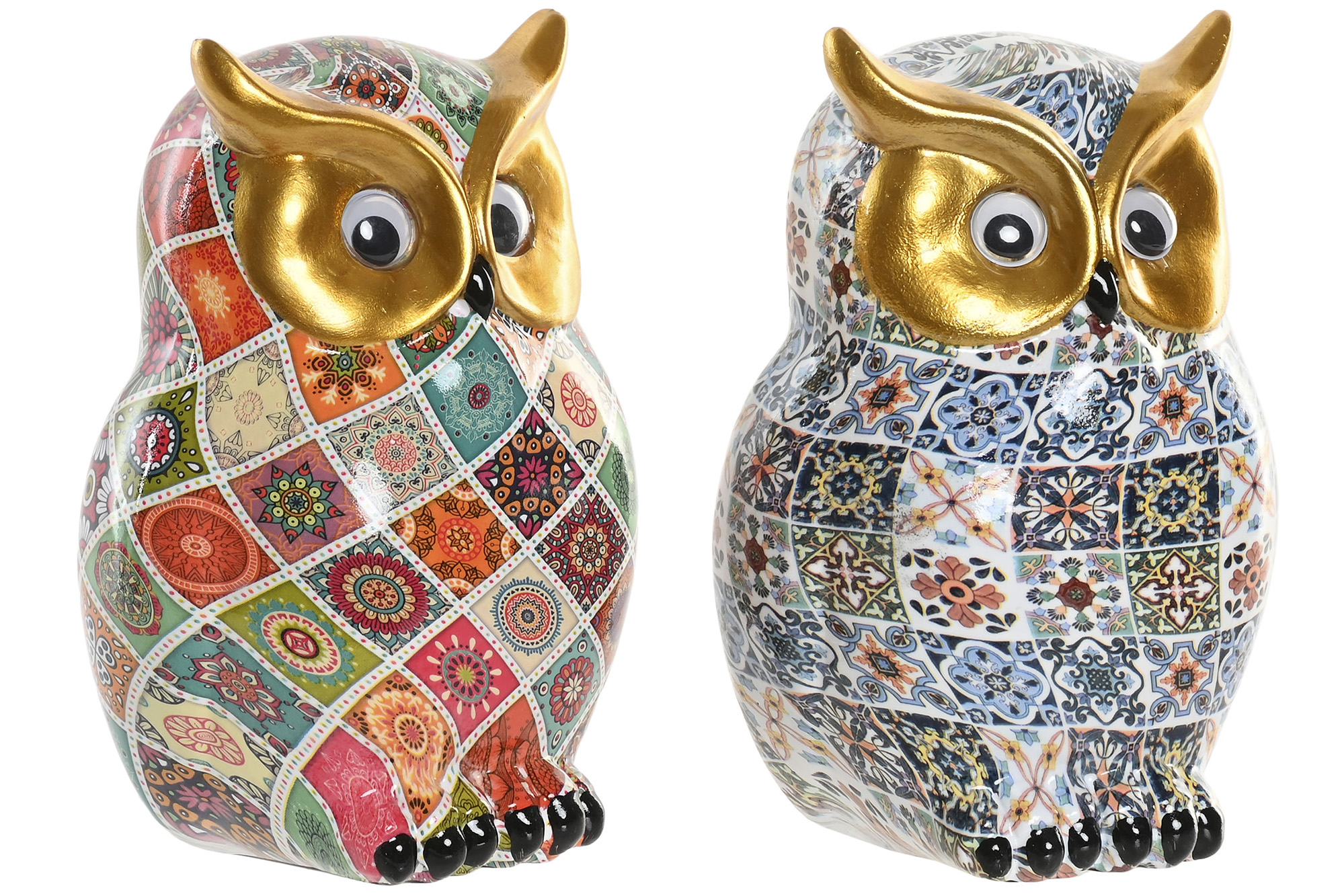 FIGURA RESINA 11,5X11,5X16,5 BUHO DORADO 2 SURT.