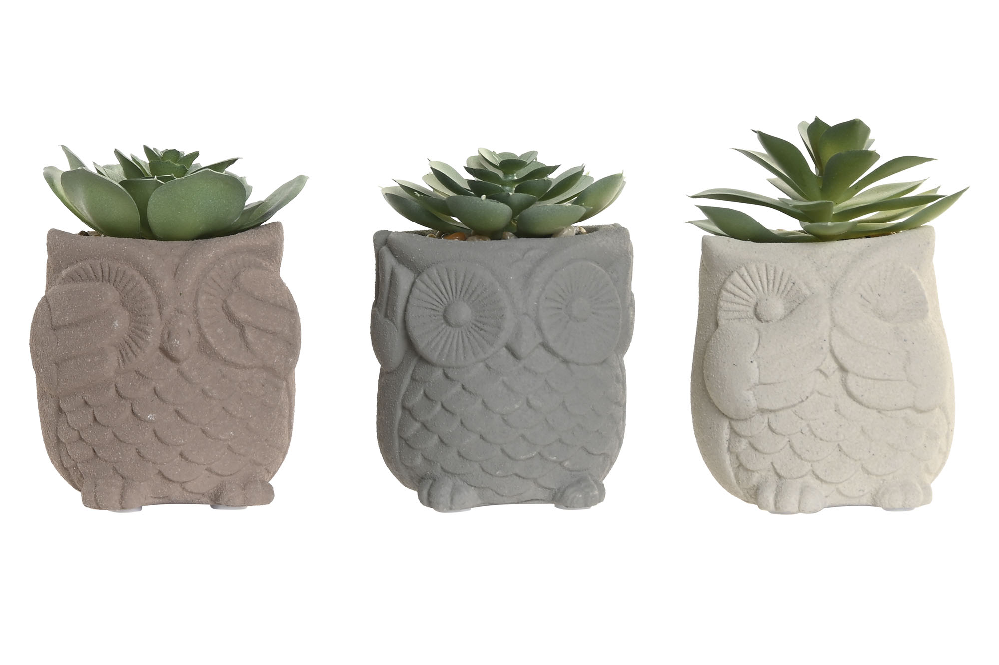FIGURA CEMENTO PVC 7X7X9 BUHO CACTUS 3 SURT.