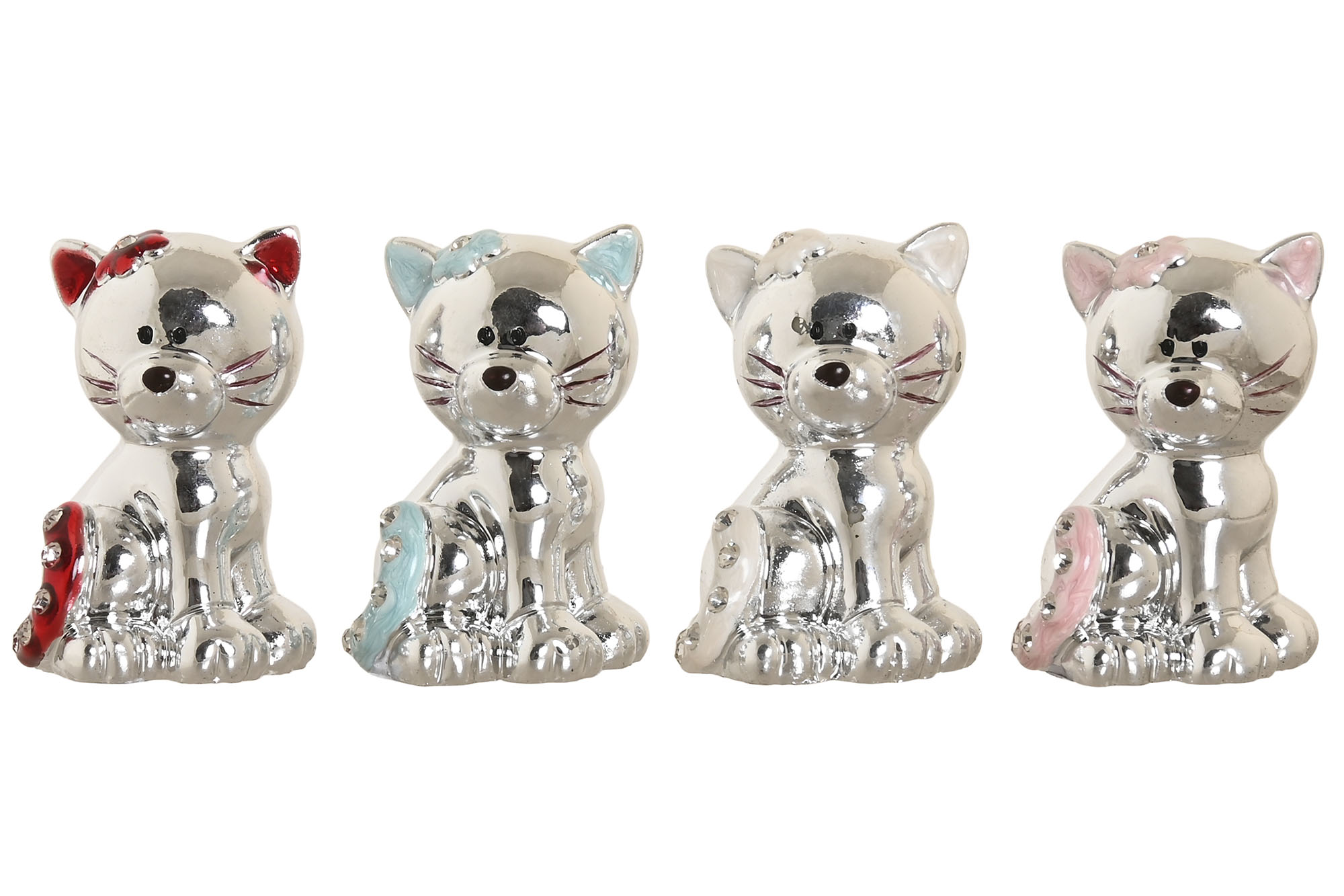 FIGURA RESINA ACRILICO 3X3X5 GATO PLATEADO 4 SURT.