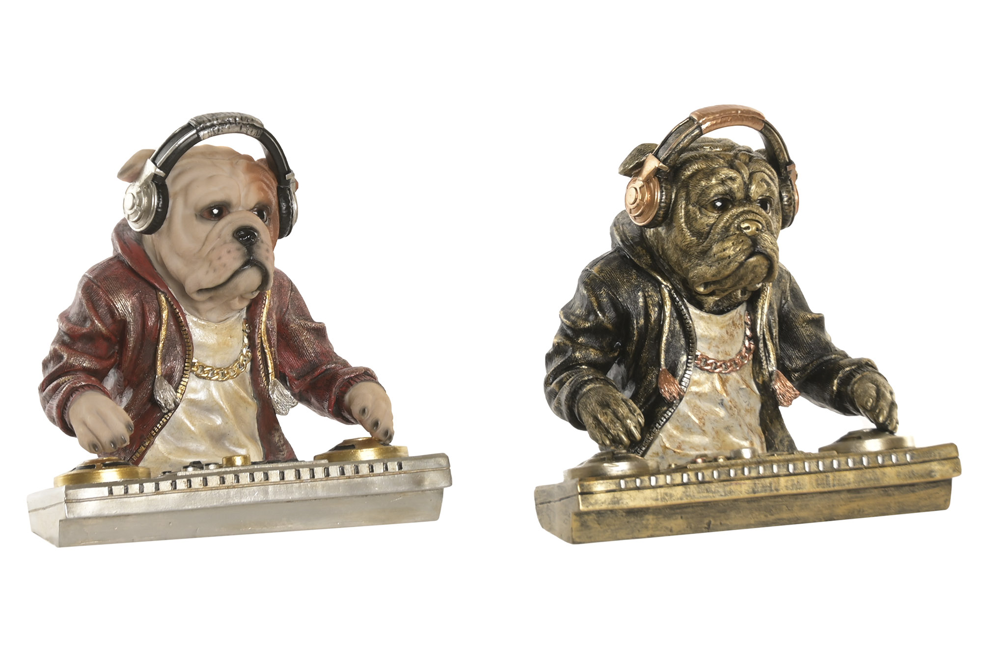 FIGURA RESINA 23,5X17X24 PERRO DJ 2 SURT.
