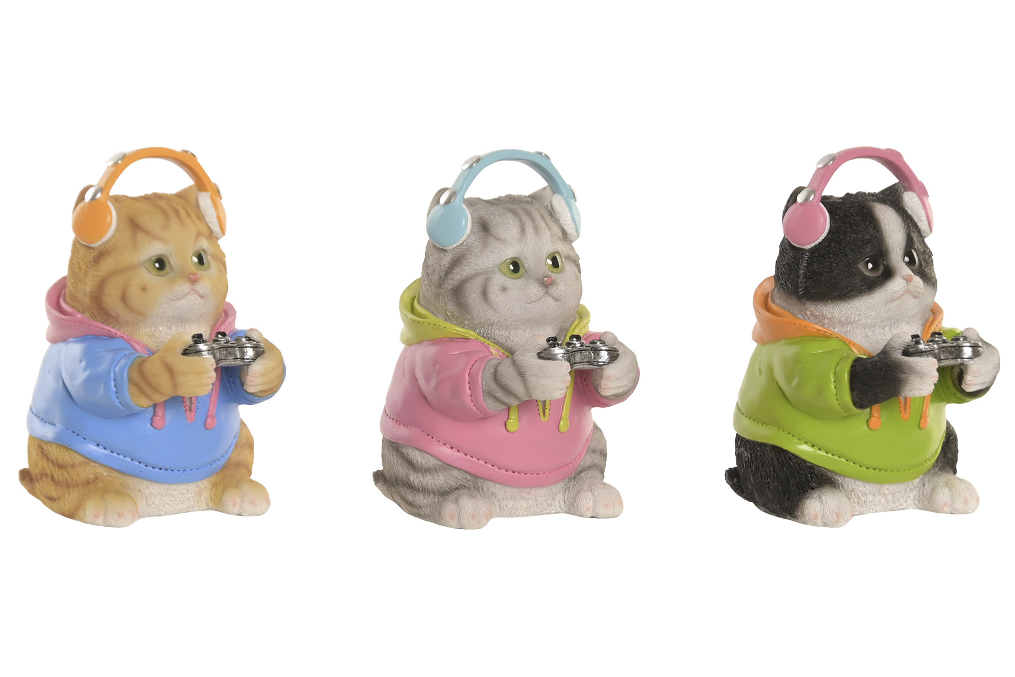 FIGURA RESINA 14X11X17,5 GATO GAMER 3 SURT.