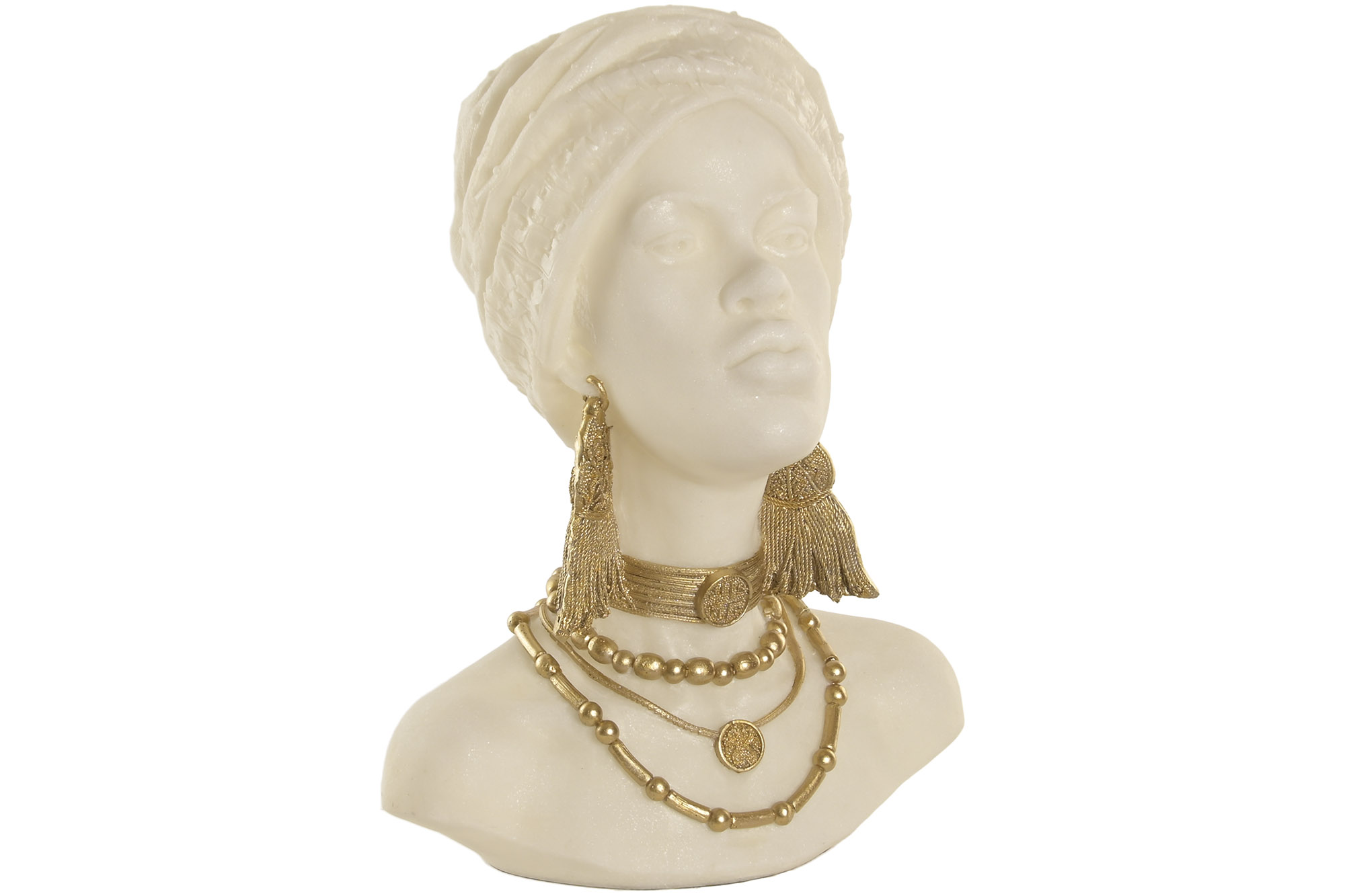 FIGURA RESINA 35,5X27,5X47 BUSTO AFRICANA BLANCO