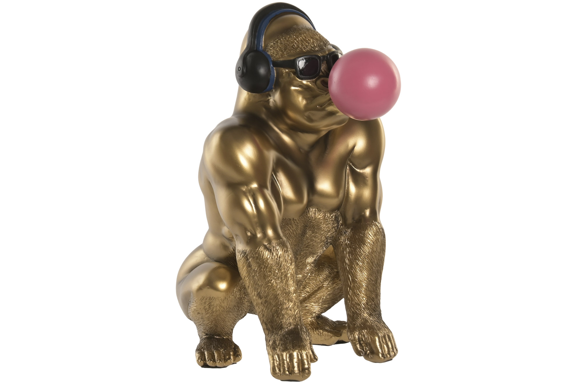 FIGURA RESINA 19X24X31 GORILA CHICLE BRONCE