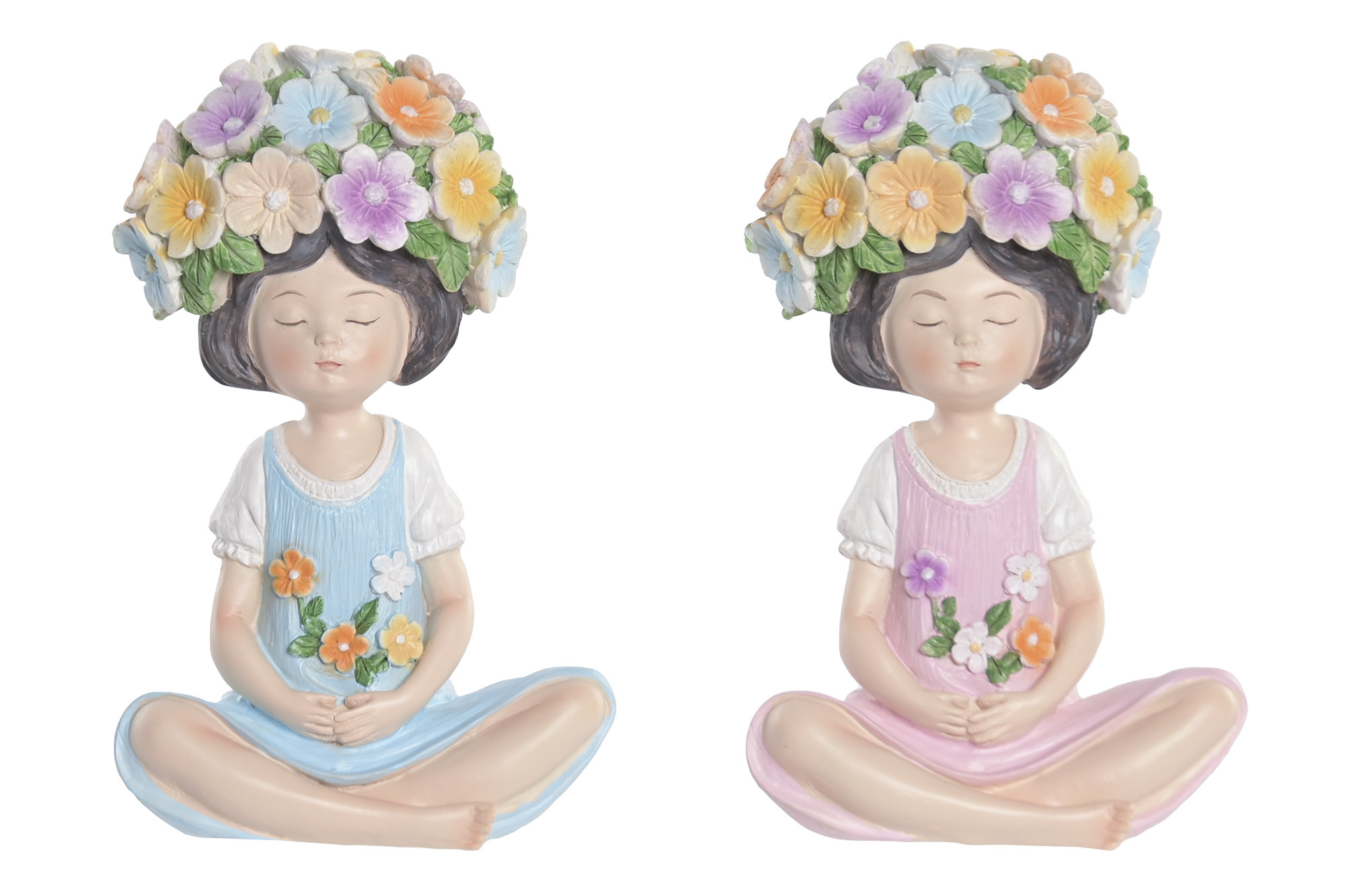 FIGURA RESINA 14X9X21 NIÑA FLORES 2 SURT.
