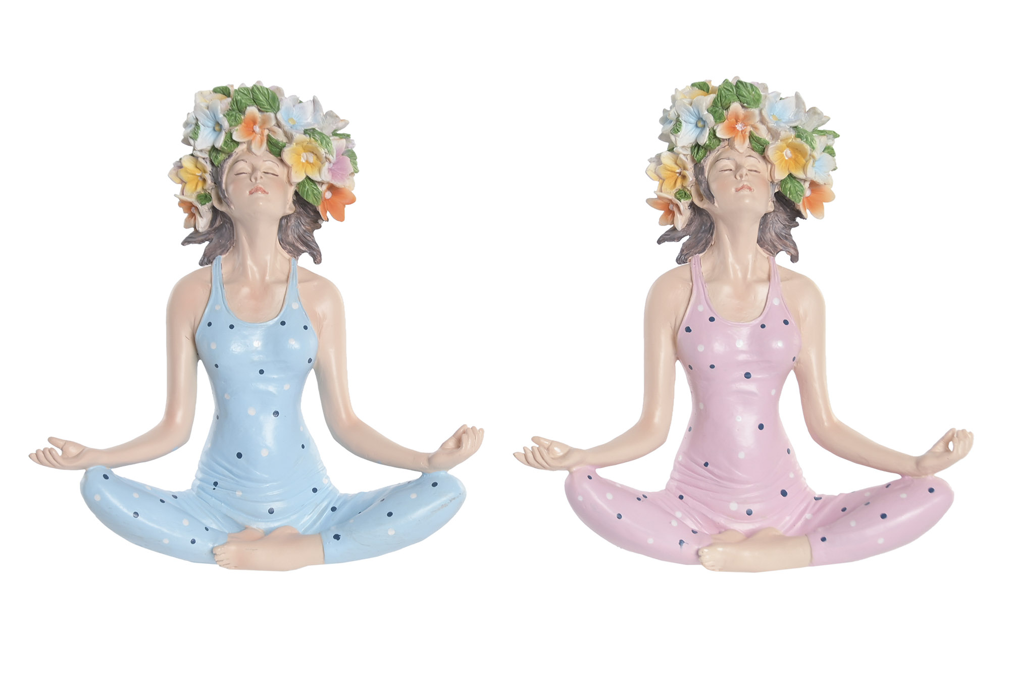 FIGURA RESINA 18X10X20 YOGA FLORES 2 SURT.
