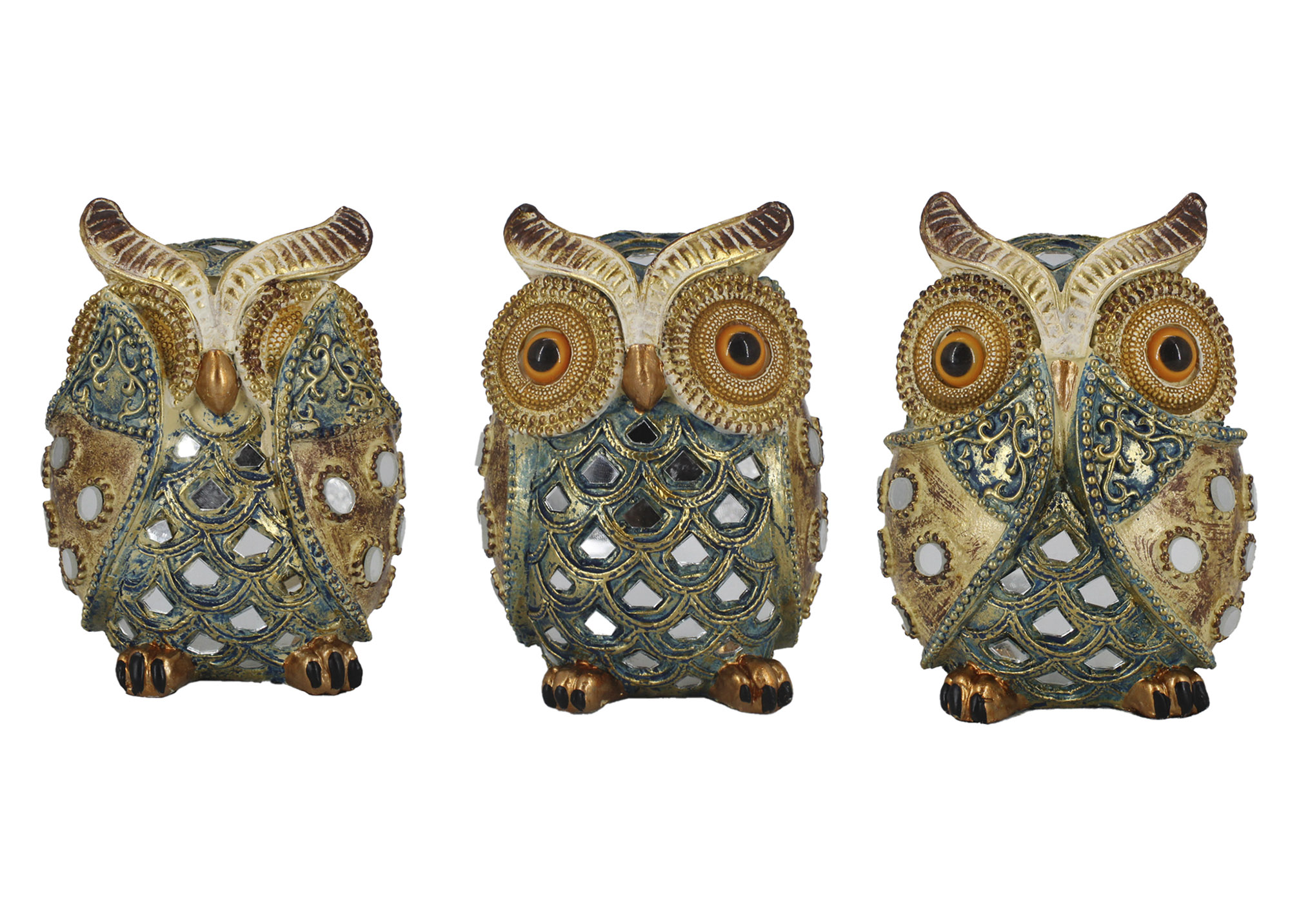 FIGURA RESINA 11,5X10,5X14 BUHO 3 SURT.