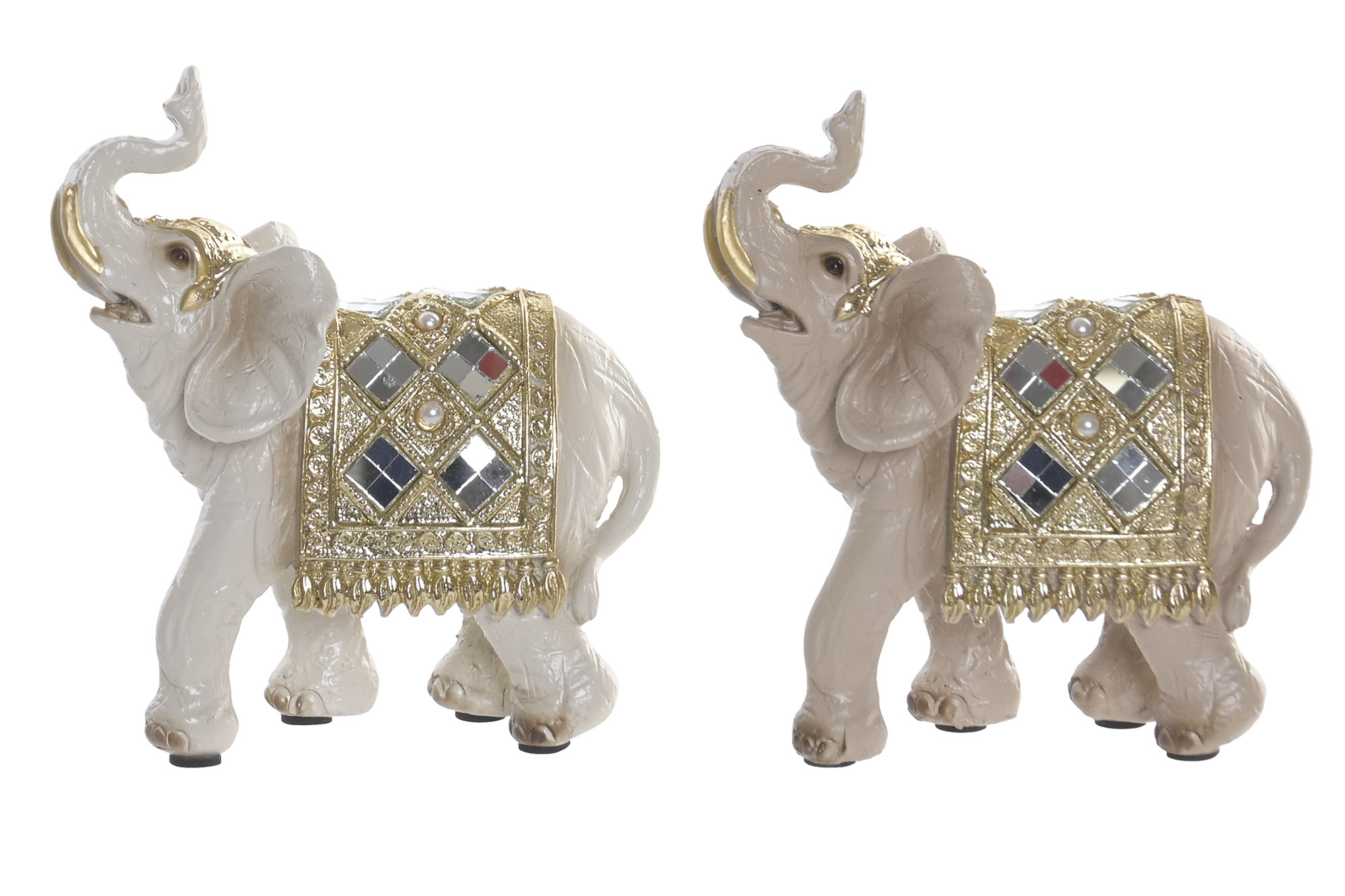 FIGURA RESINA 11,5X5X13 ELEFANTE DORADO 2 SURT.