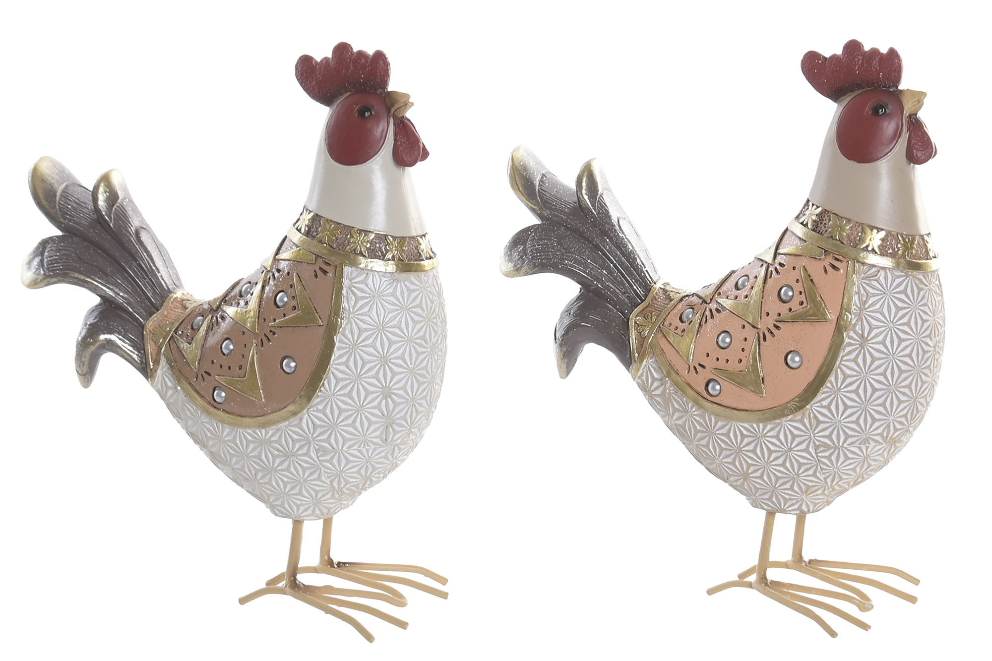 FIGURA RESINA 17X7,5X21,5 GALLO DORADO 2 SURT.