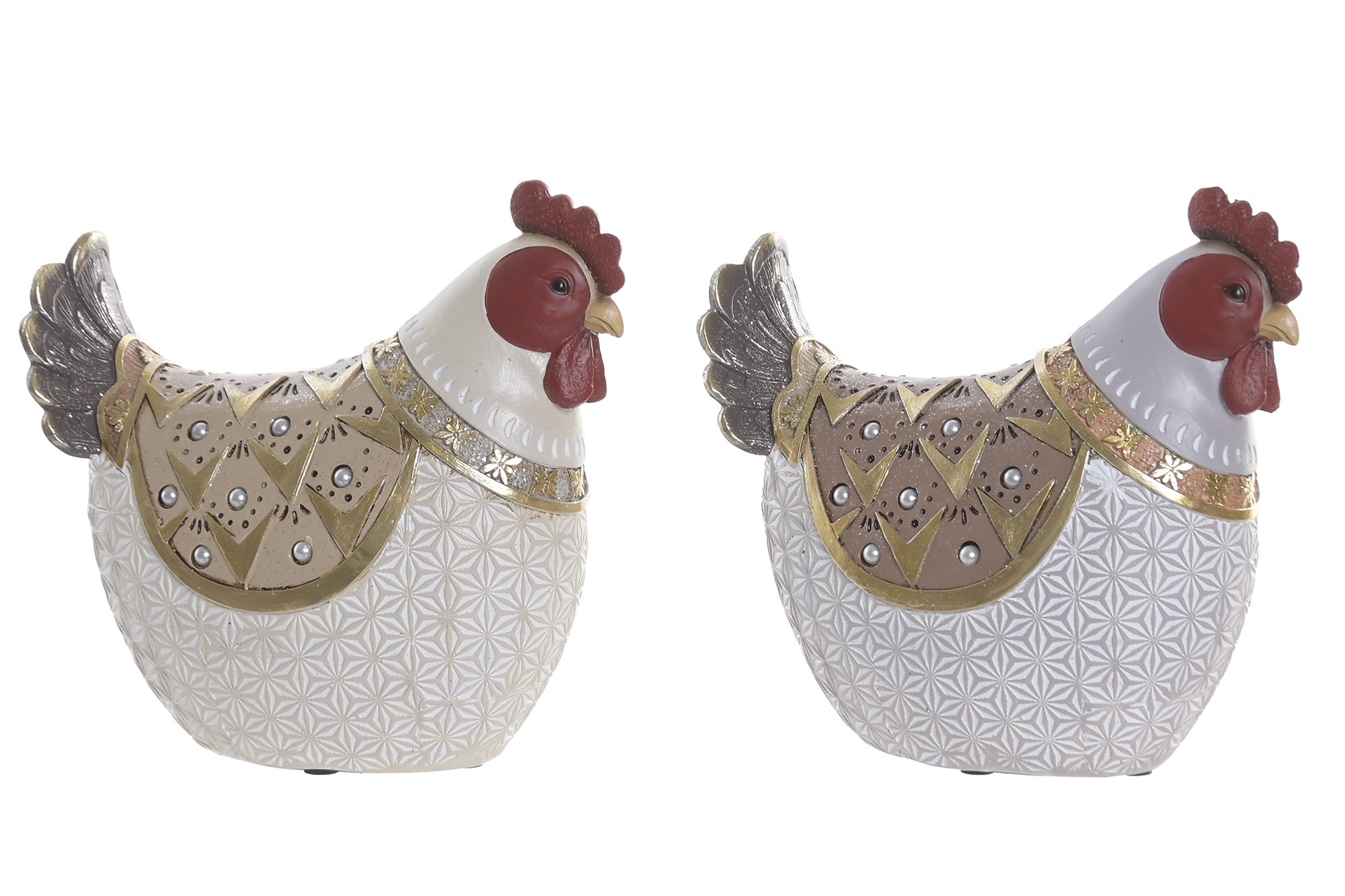 FIGURA RESINA 18X9X17 GALLINA DORADO 2 SURT.