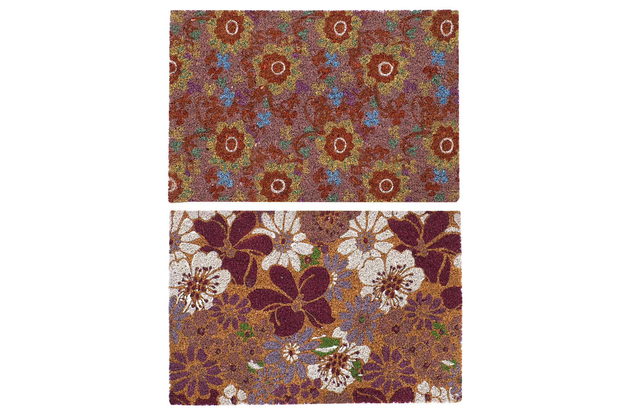 FELPUDO FIBRA COCO GOMA 60X40X1,5 FLORES 2 SURT.