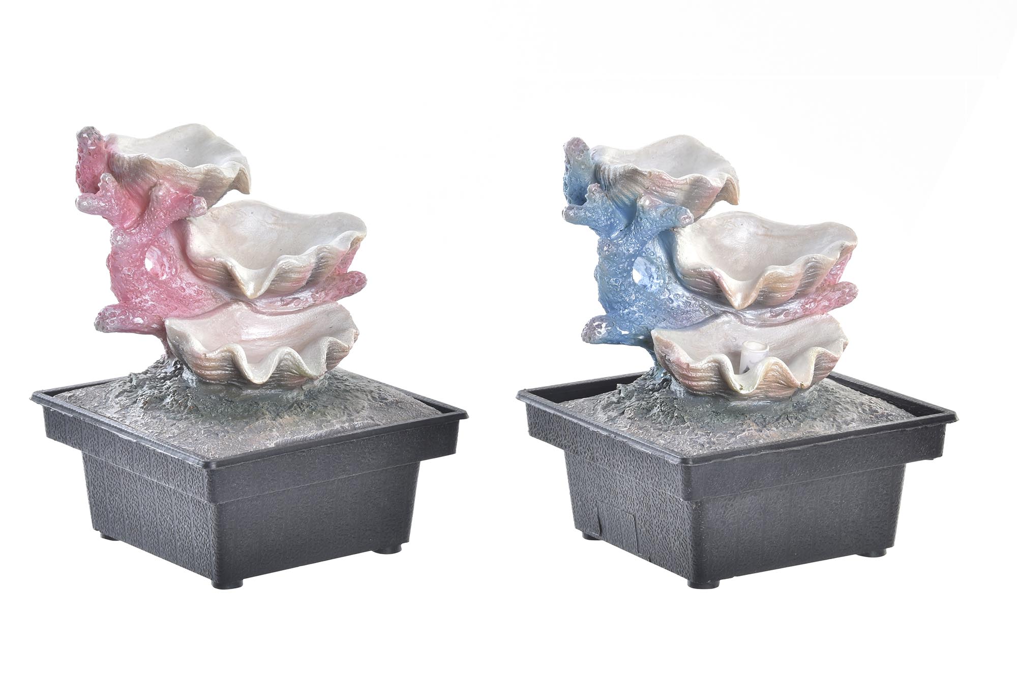 FUENTE RESINA LED 13X13X18 CONCHA 2 SURT.