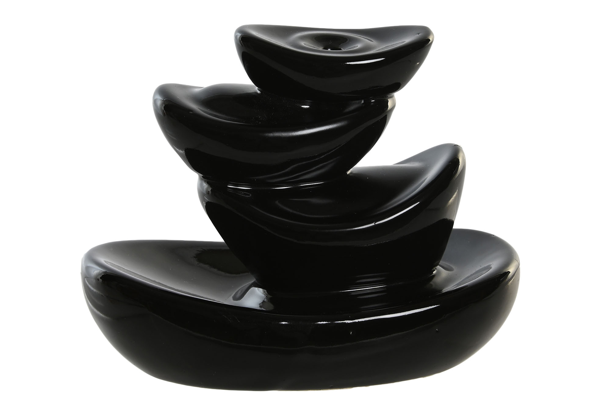 SOPORTE INCIENSO GRES 13X7X10 CASCADA NEGRO