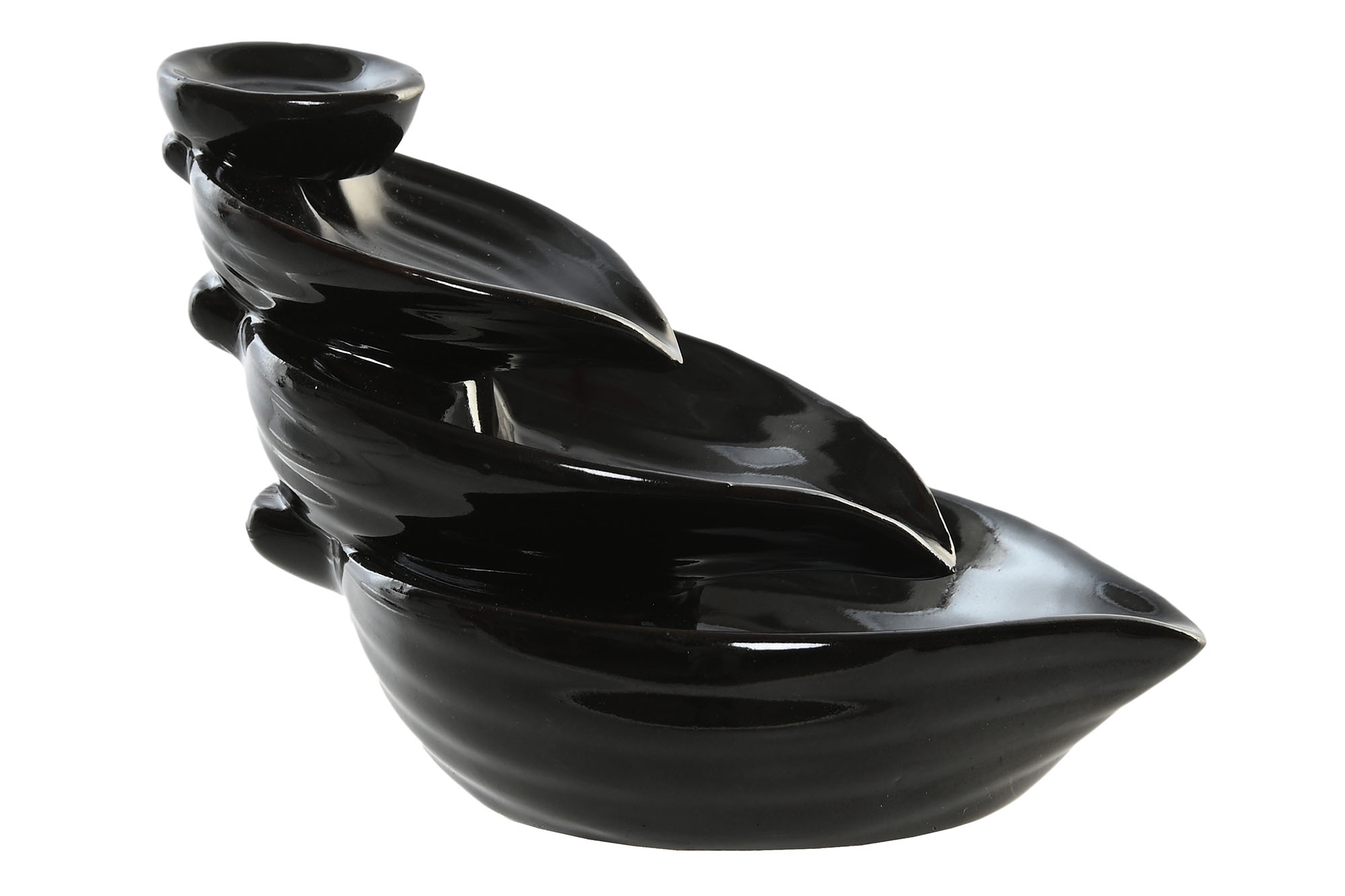 SOPORTE INCIENSO GRES 11X9X9 FLOR NEGRO
