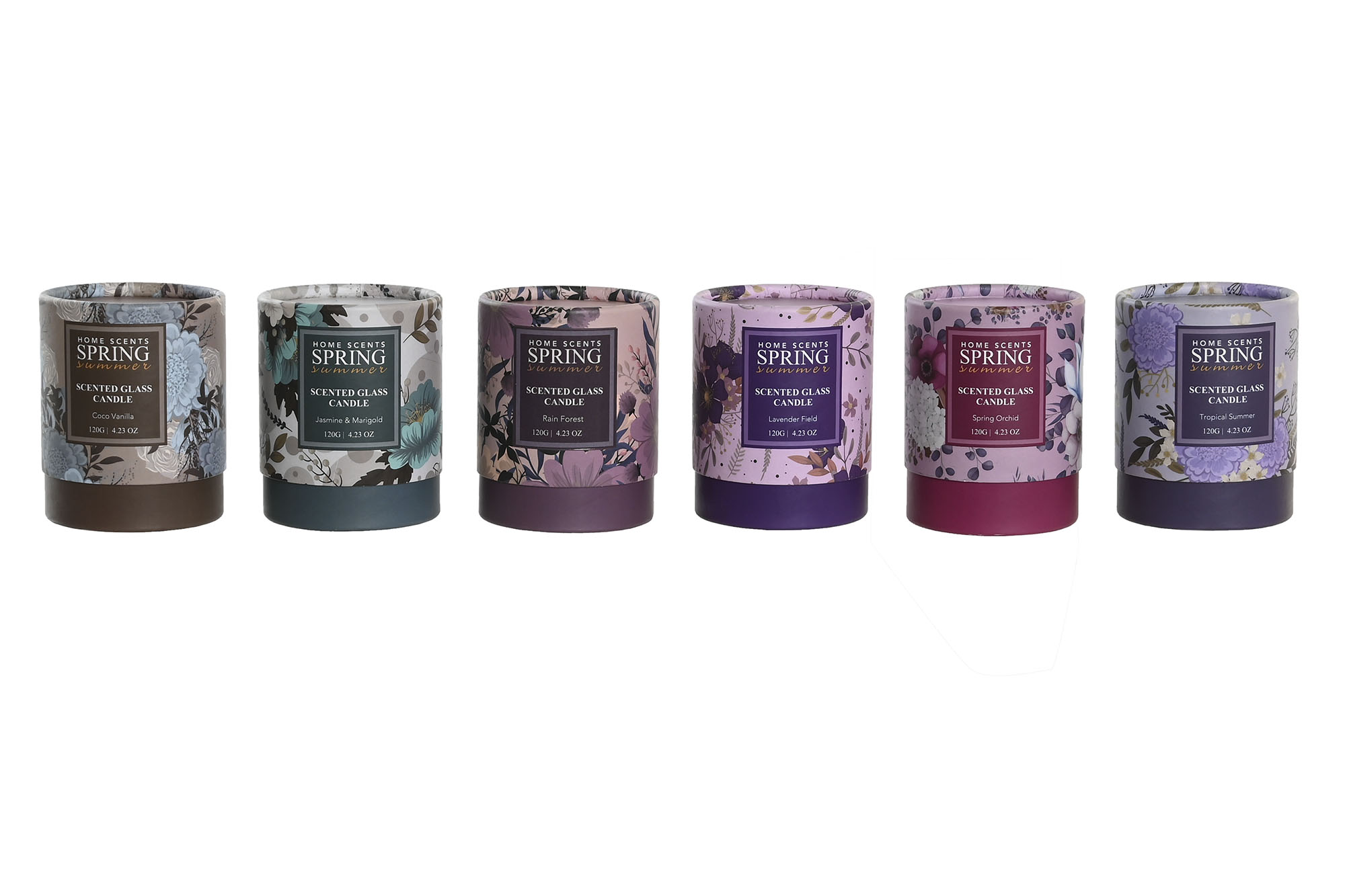 VELA CERA PARAFINA 8X8X9,5 120 GR, FLORAL 6 SURT.