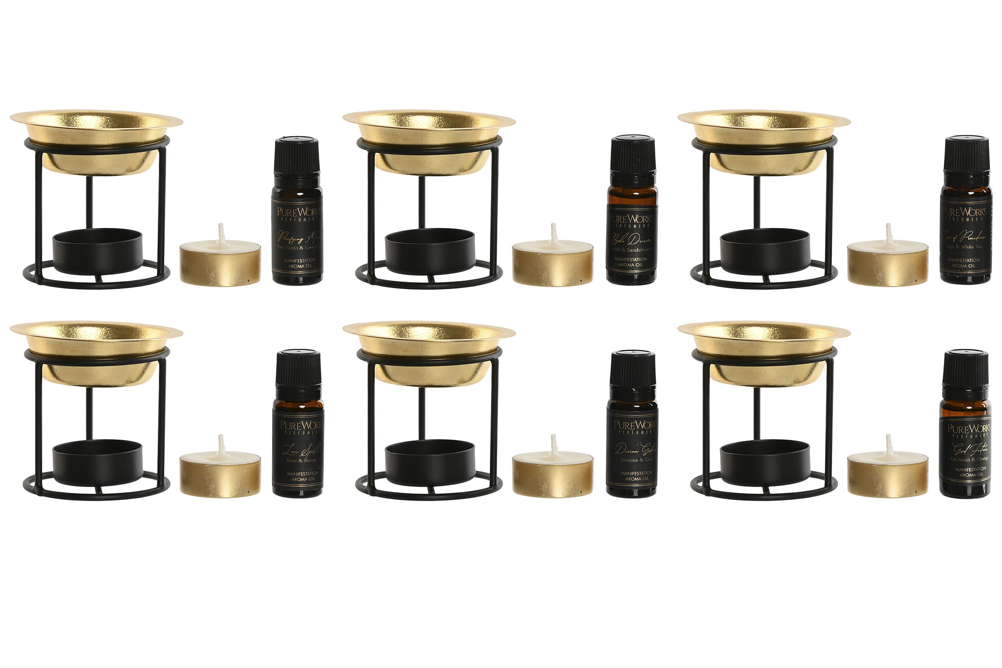 QUEMADOR SET 4 METAL 9X9X11,5 ACEITE 10ML X1 6 SUR