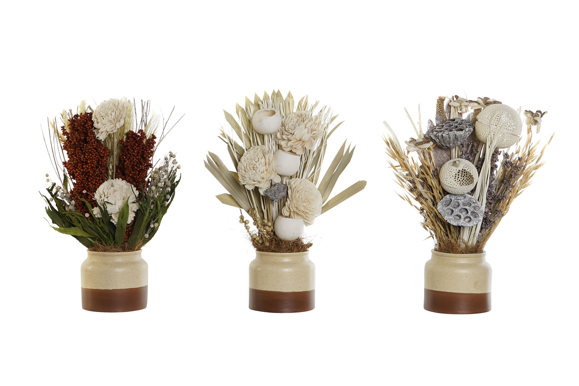PLANTA CERAMICA FLOR SECA 25X14X35 3 SURT.