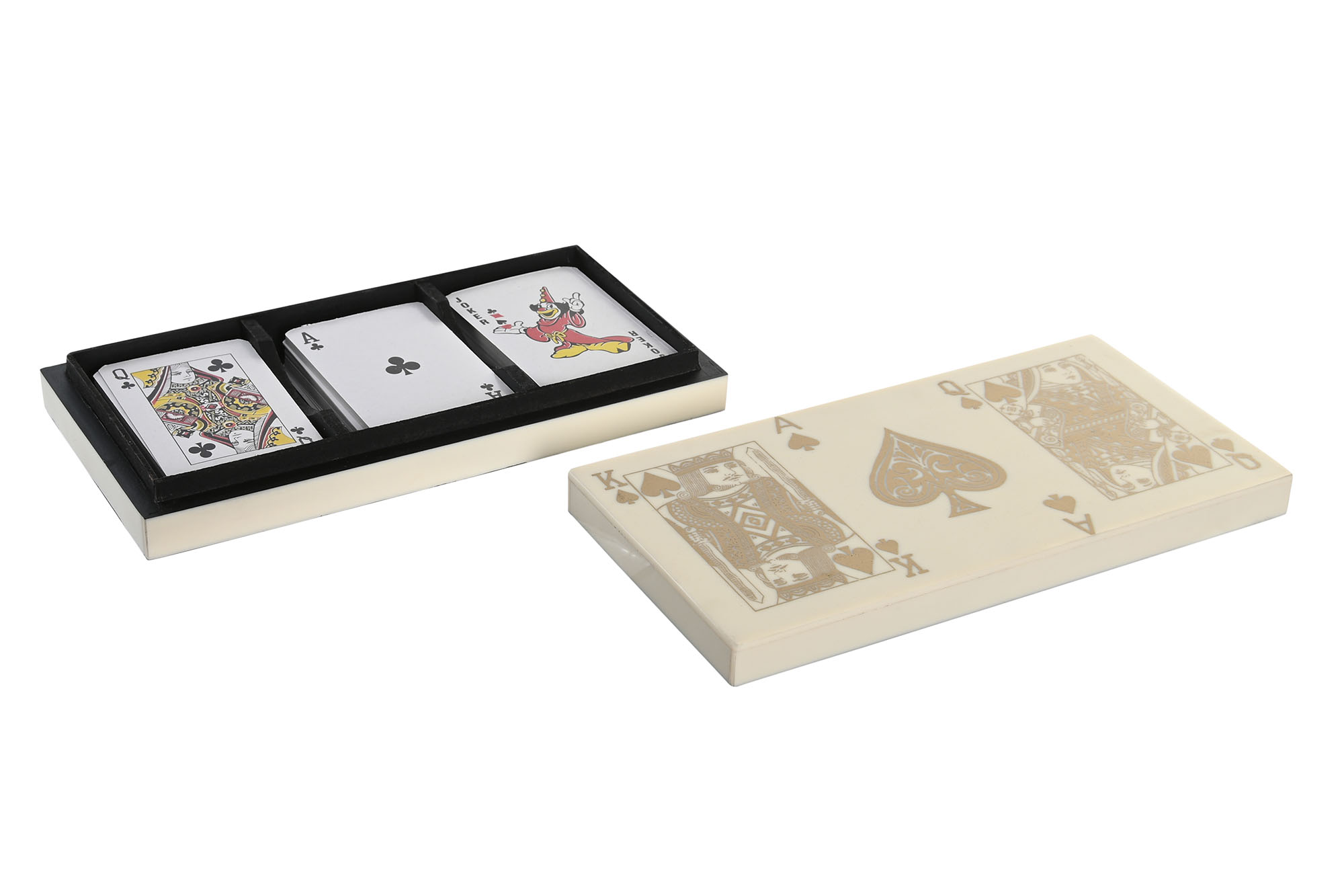JUEGO SET 4 RESINA 23X11,5X3,5 CARTAS BLANCO