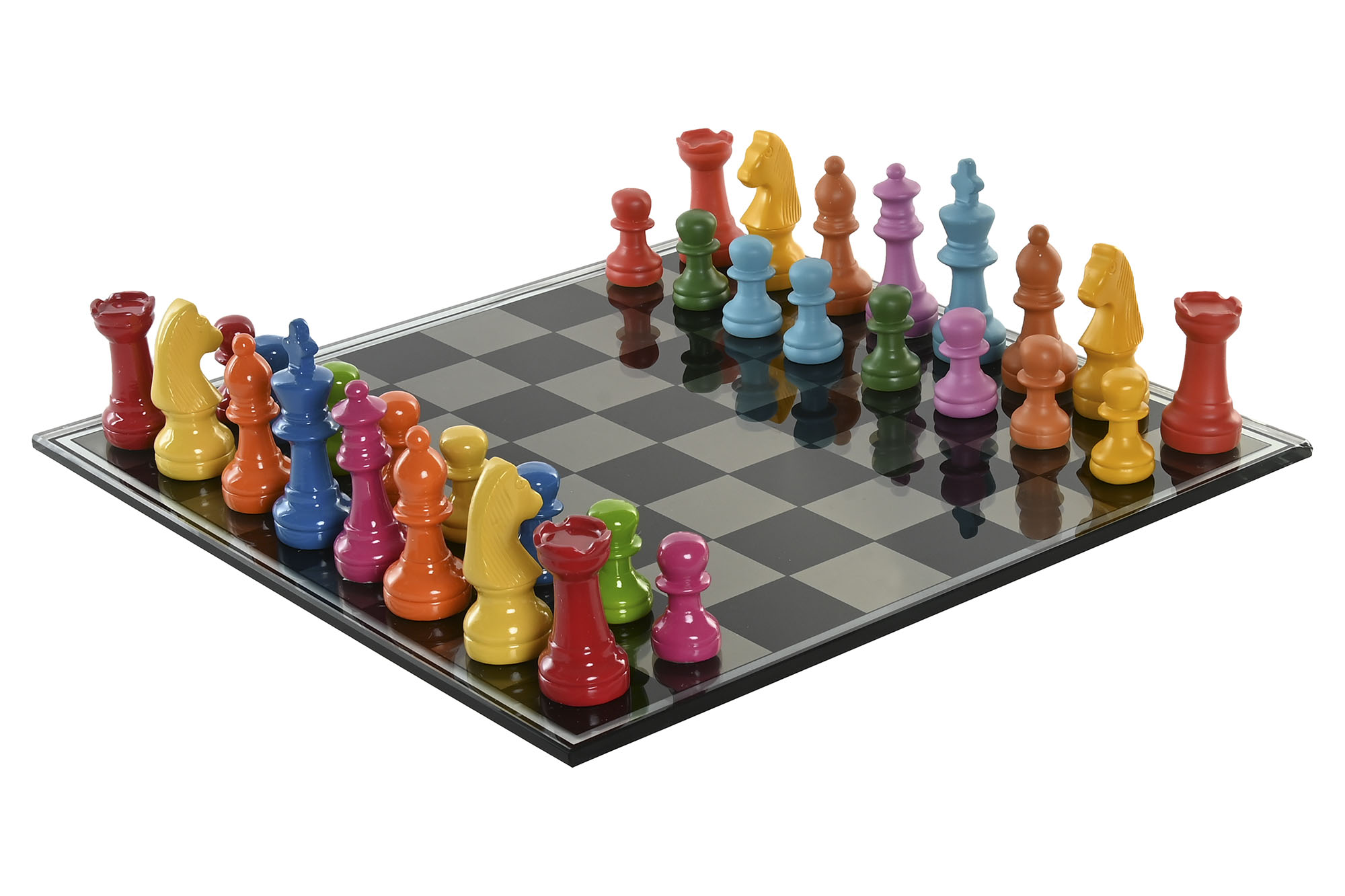 JUEGO DE MESA RESINA CRISTAL 60X60X0,5 AJEDREZ