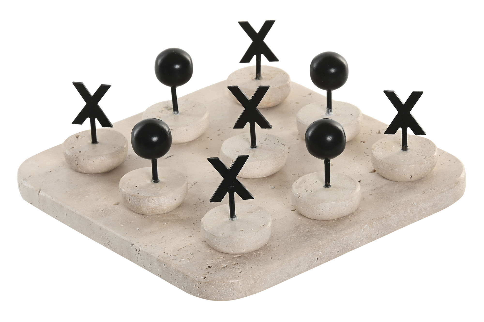 JUEGO DE MESA MARMOL METAL 20X20X1,8 TRAVERTINO