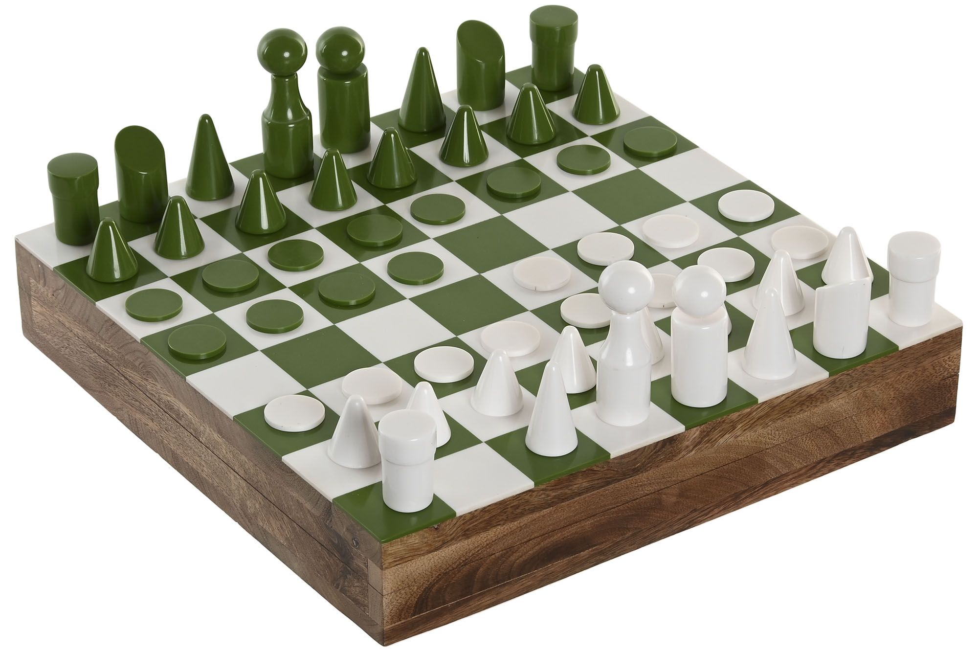 JUEGO DE MESA MANGO RESINA 30X30X5 AJEDREZ LACADO