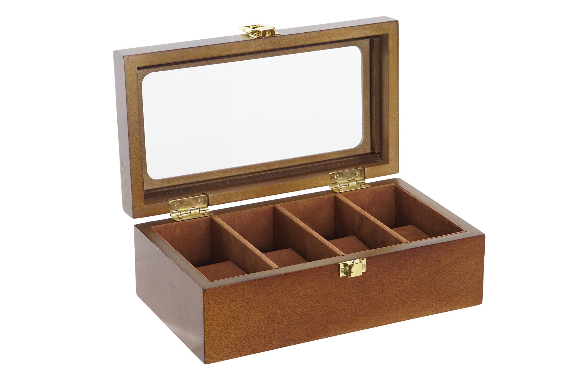 RELOJERO MDF TERCIOPELO 22X12X8 4 RELOJES MARRON