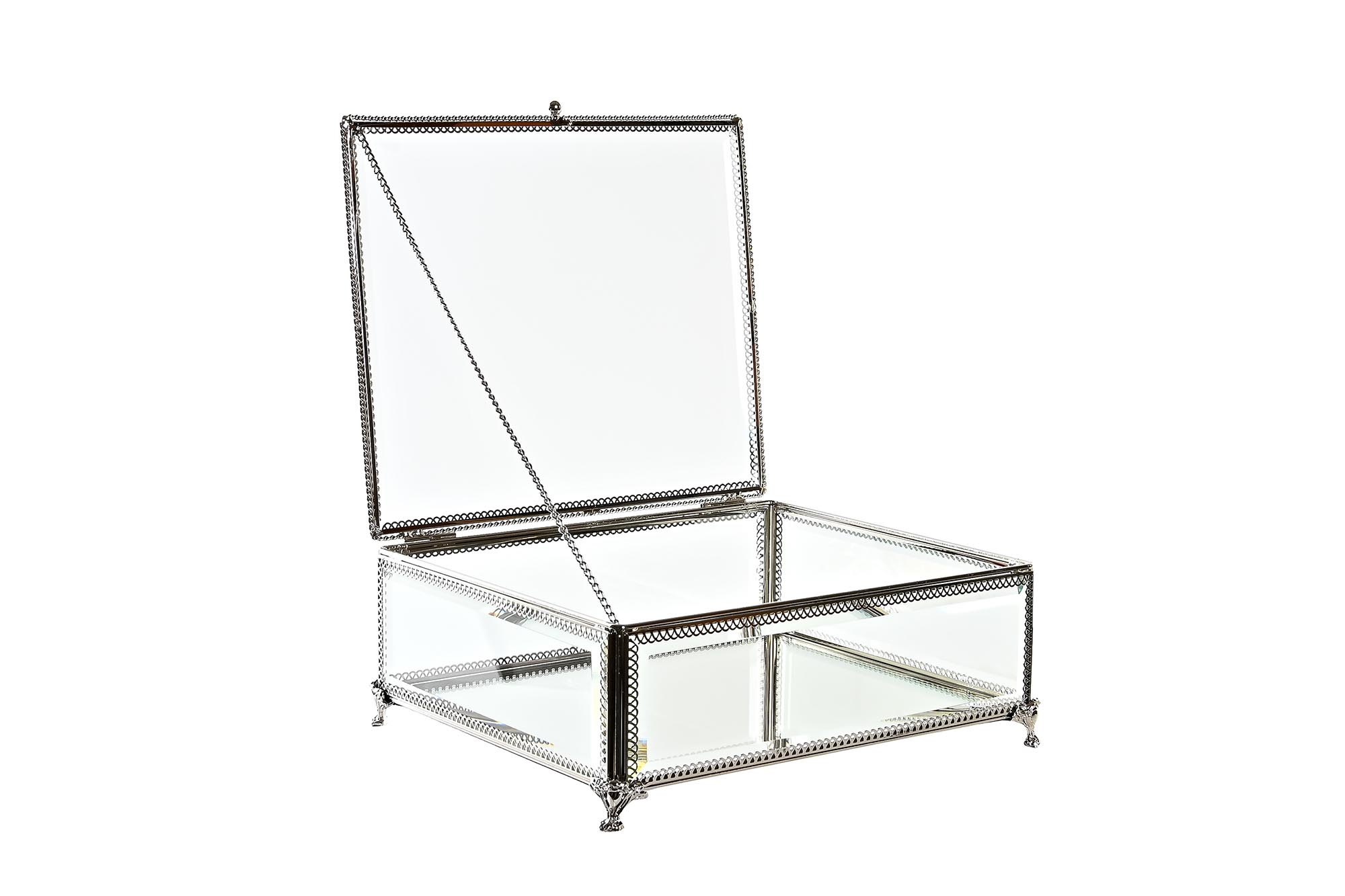 JOYERO CRISTAL METAL 25X21X10 43CM, BRILLANTE