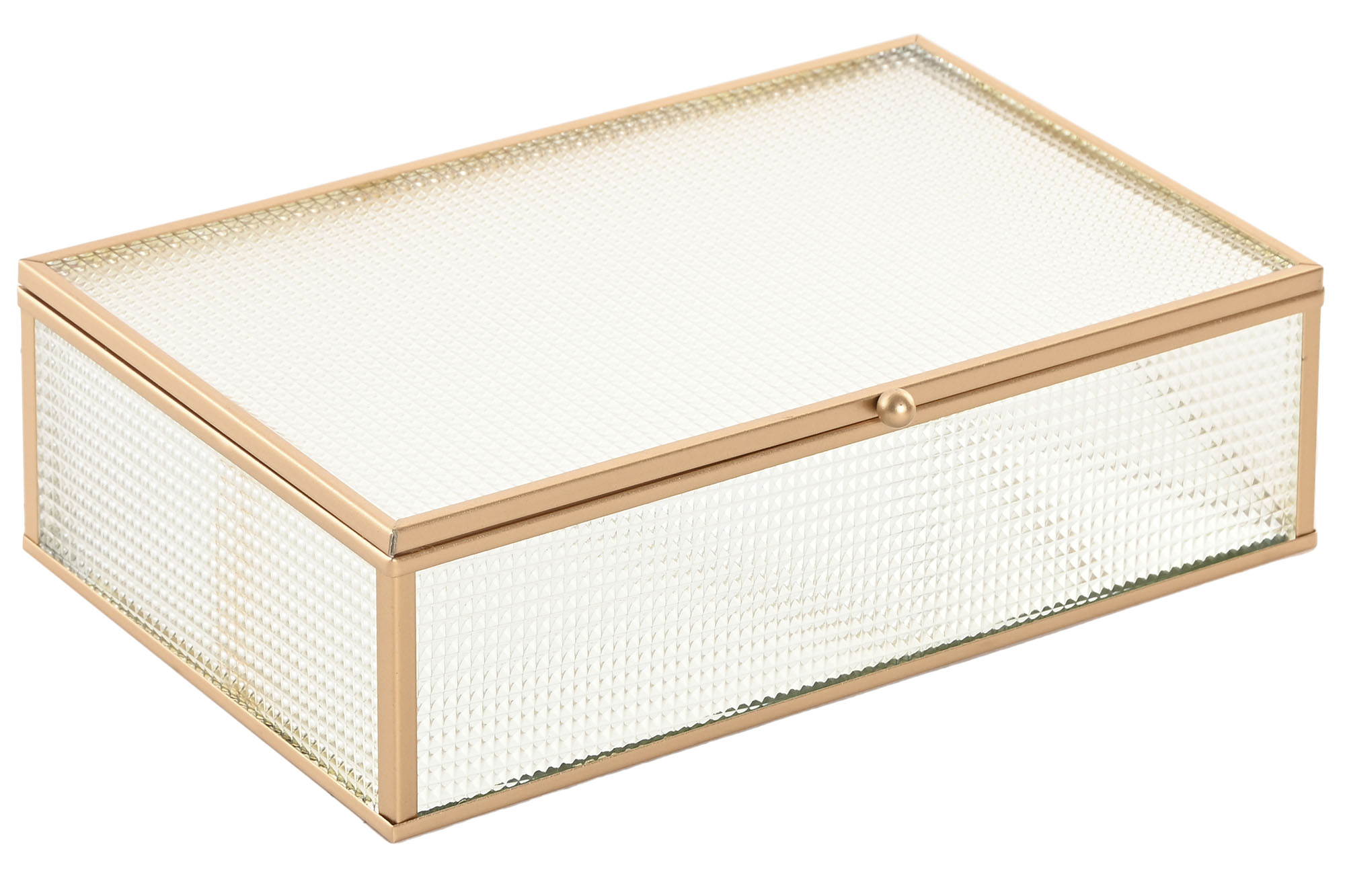 JOYERO CRISTAL METAL 24X15X6,5 DORADO