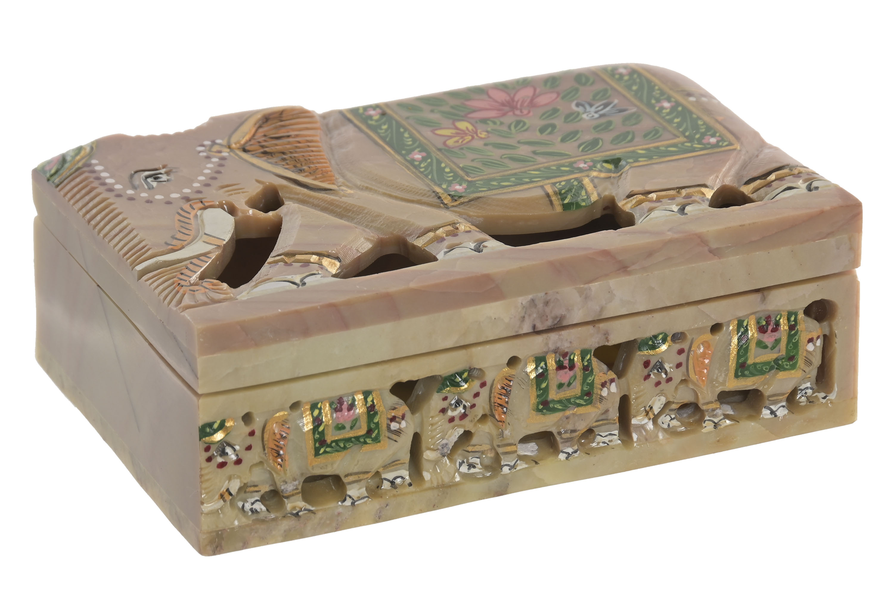 CAJA PIEDRA 15X10X5,5 ELEFANTE TALLADO MARRON