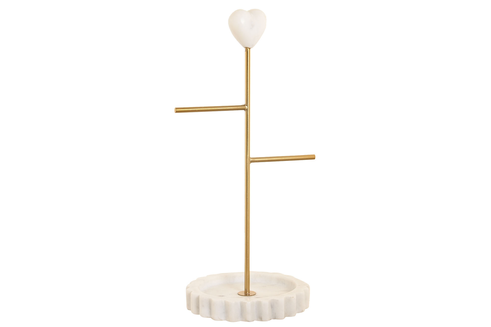 JOYERO MARMOL METAL 16X13X32 CORAZON BLANCO