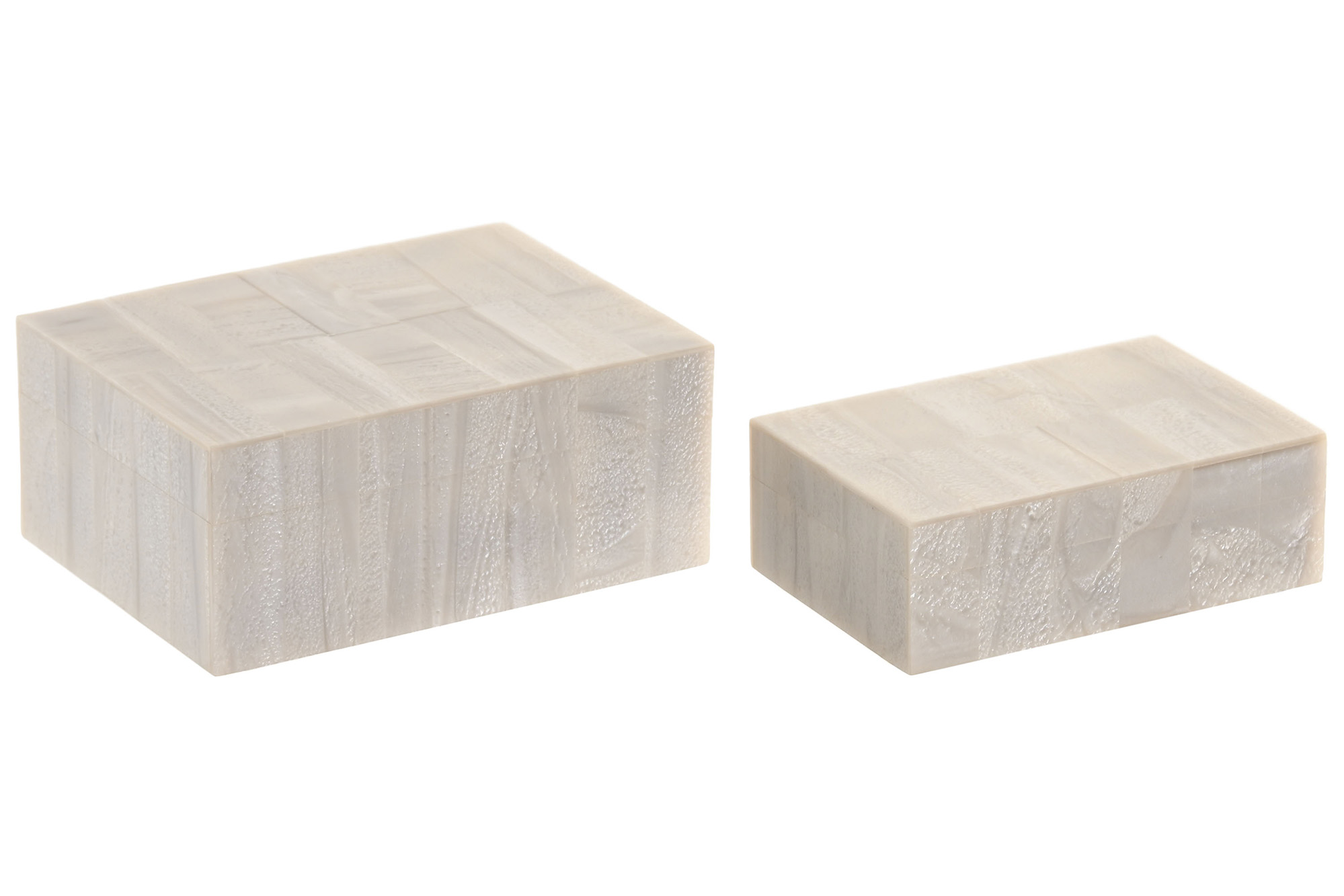 JOYERO SET 2 RESINA MANGO 18X13X7,5 NACARADO