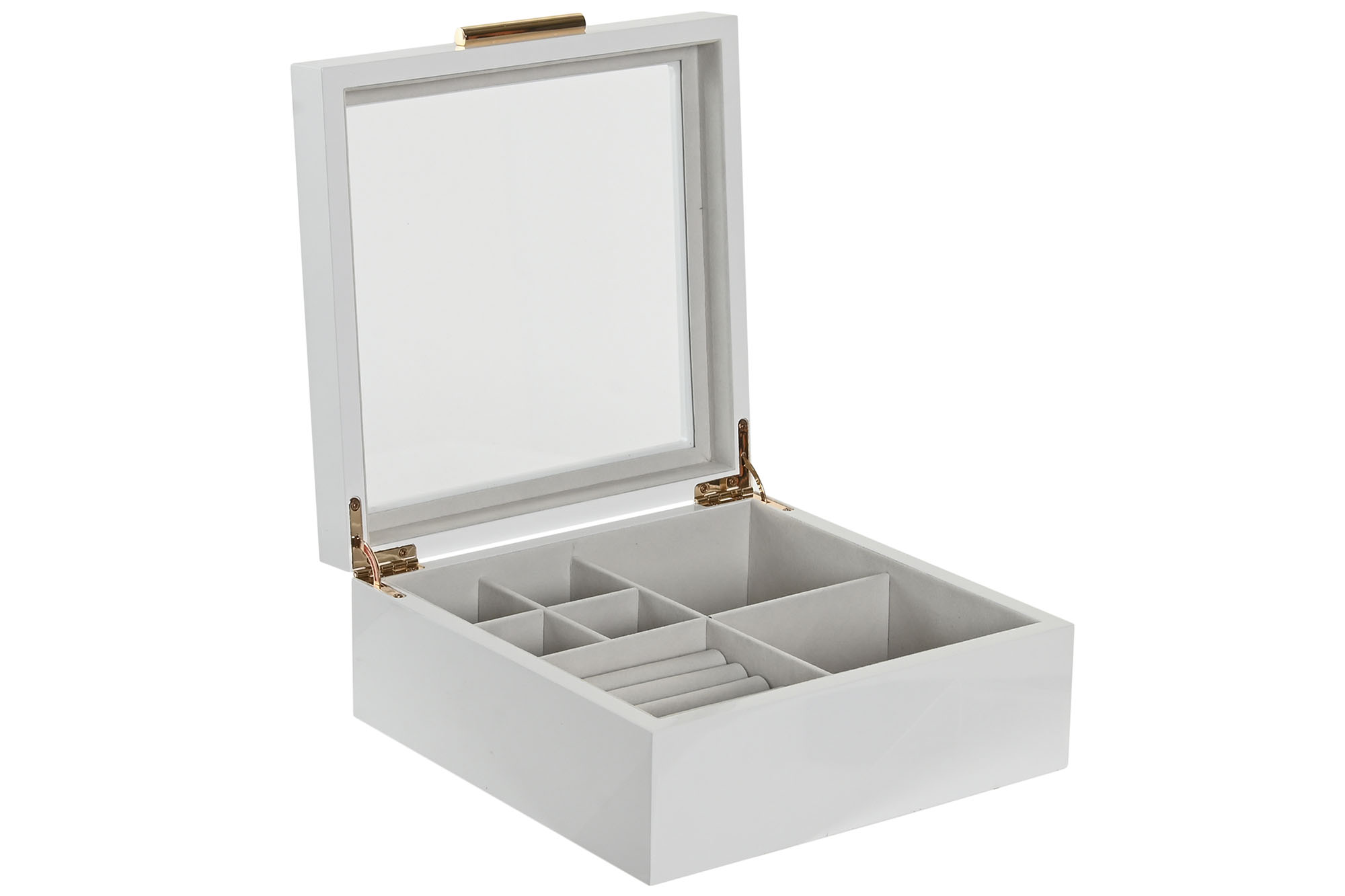 JOYERO MADERA CRISTAL 20,5X21X8,5 BLANCO