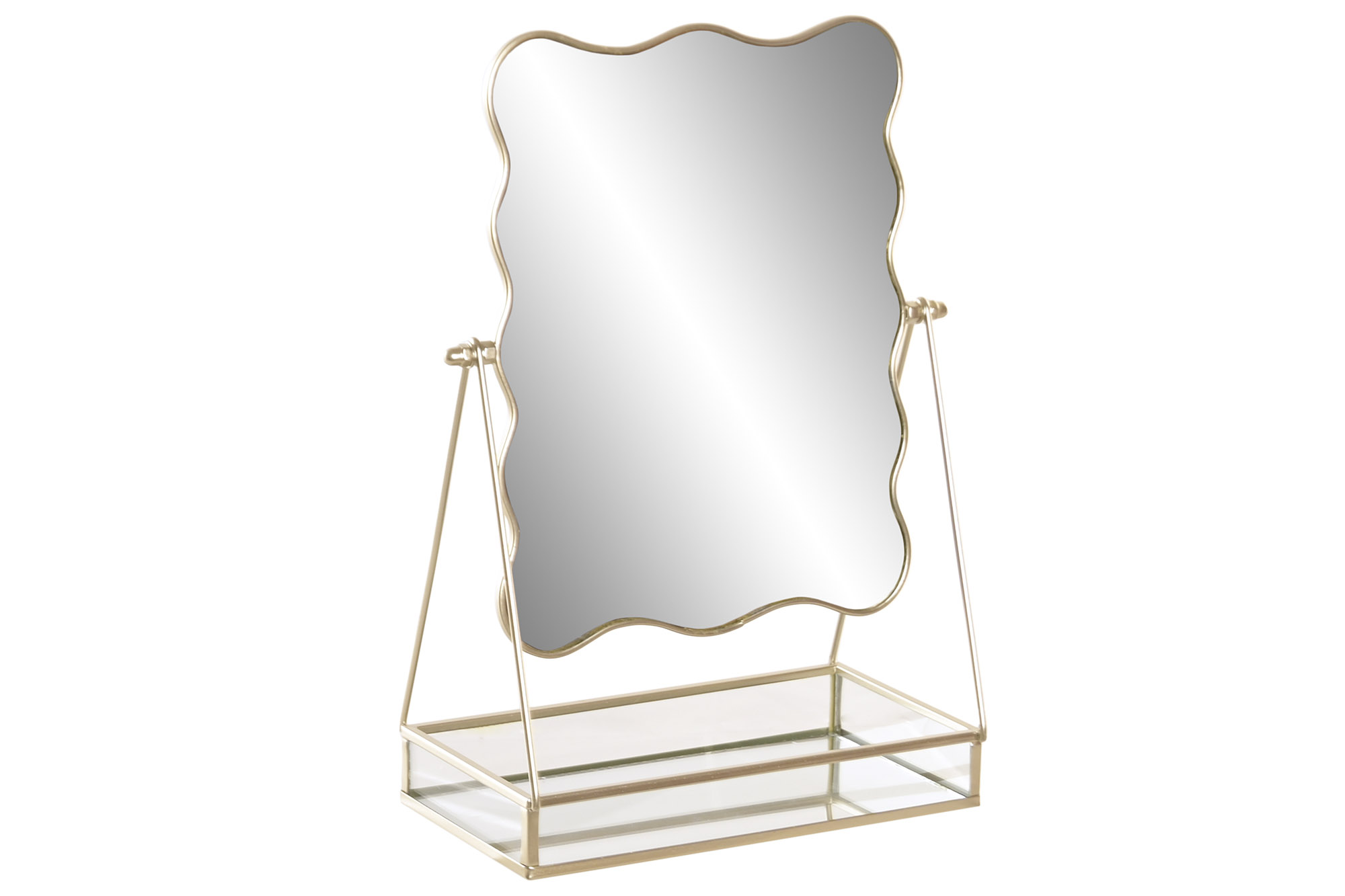ESPEJO METAL CRISTAL 22,5X11X31 BANDEJA DORADO