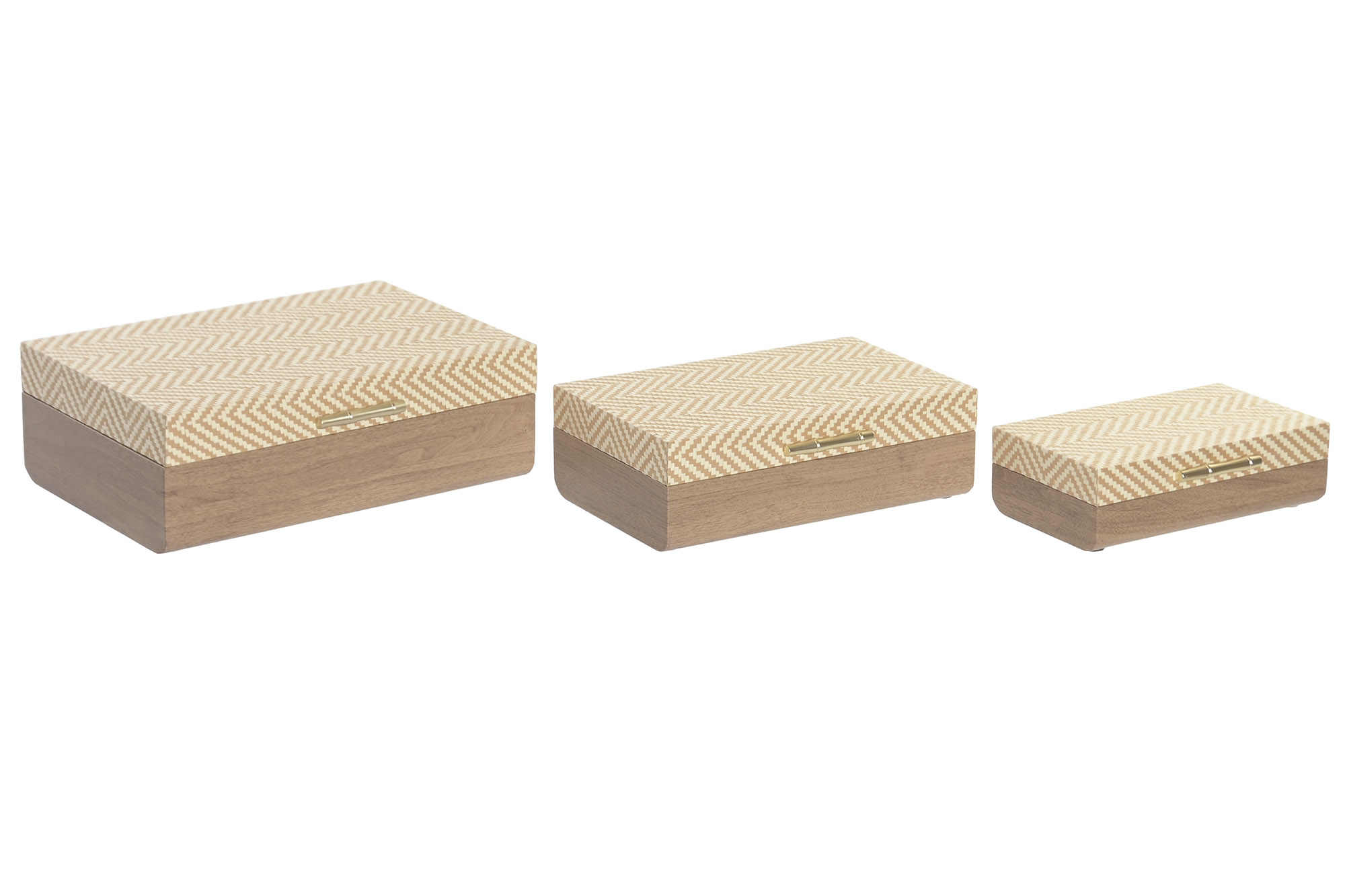 CAJA SET 3 MADERA 30X20X10 MARRON