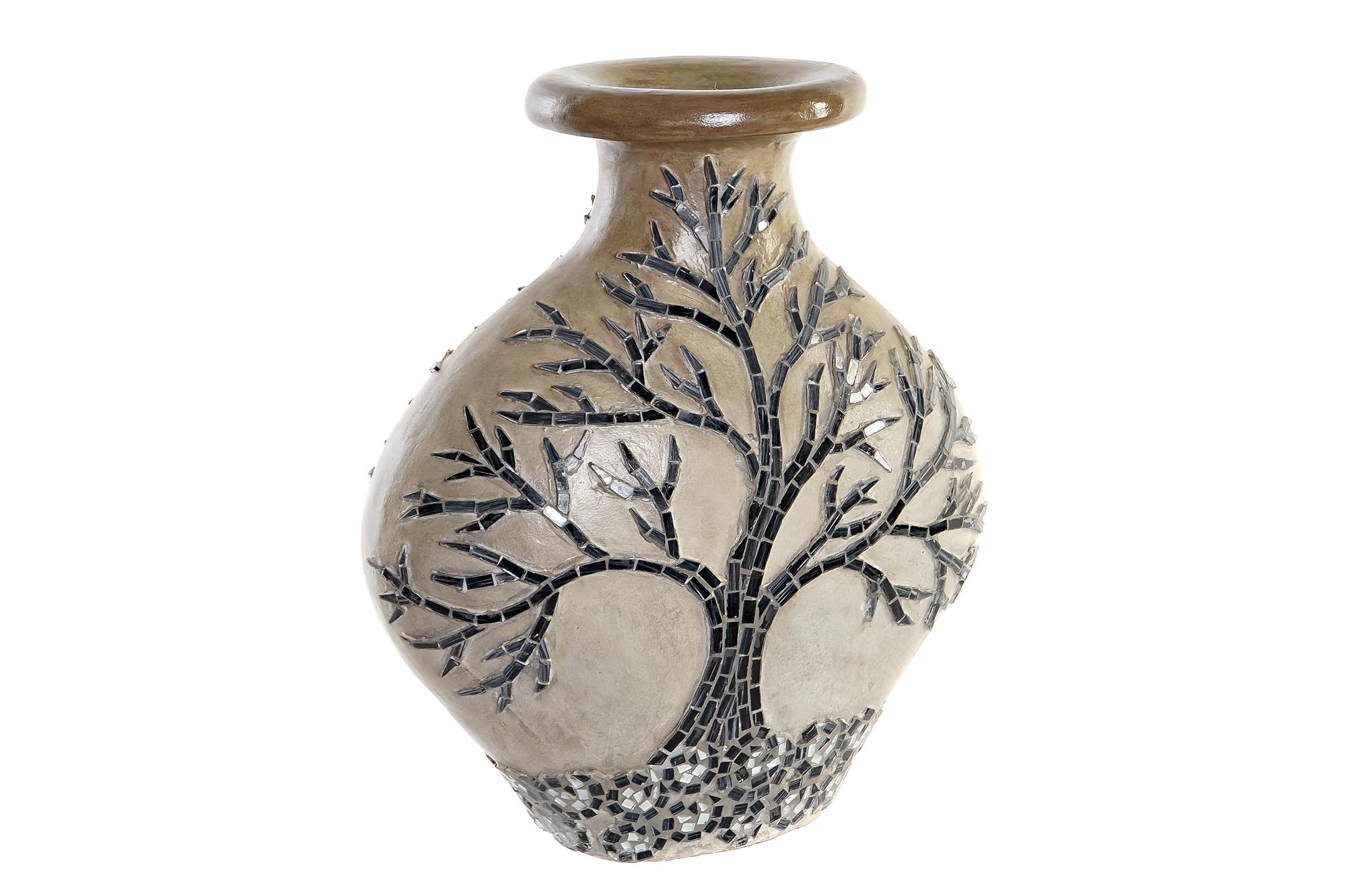 JARRON CRISTAL TERRACOTA 30X15X33,5 ARBOL BEIGE