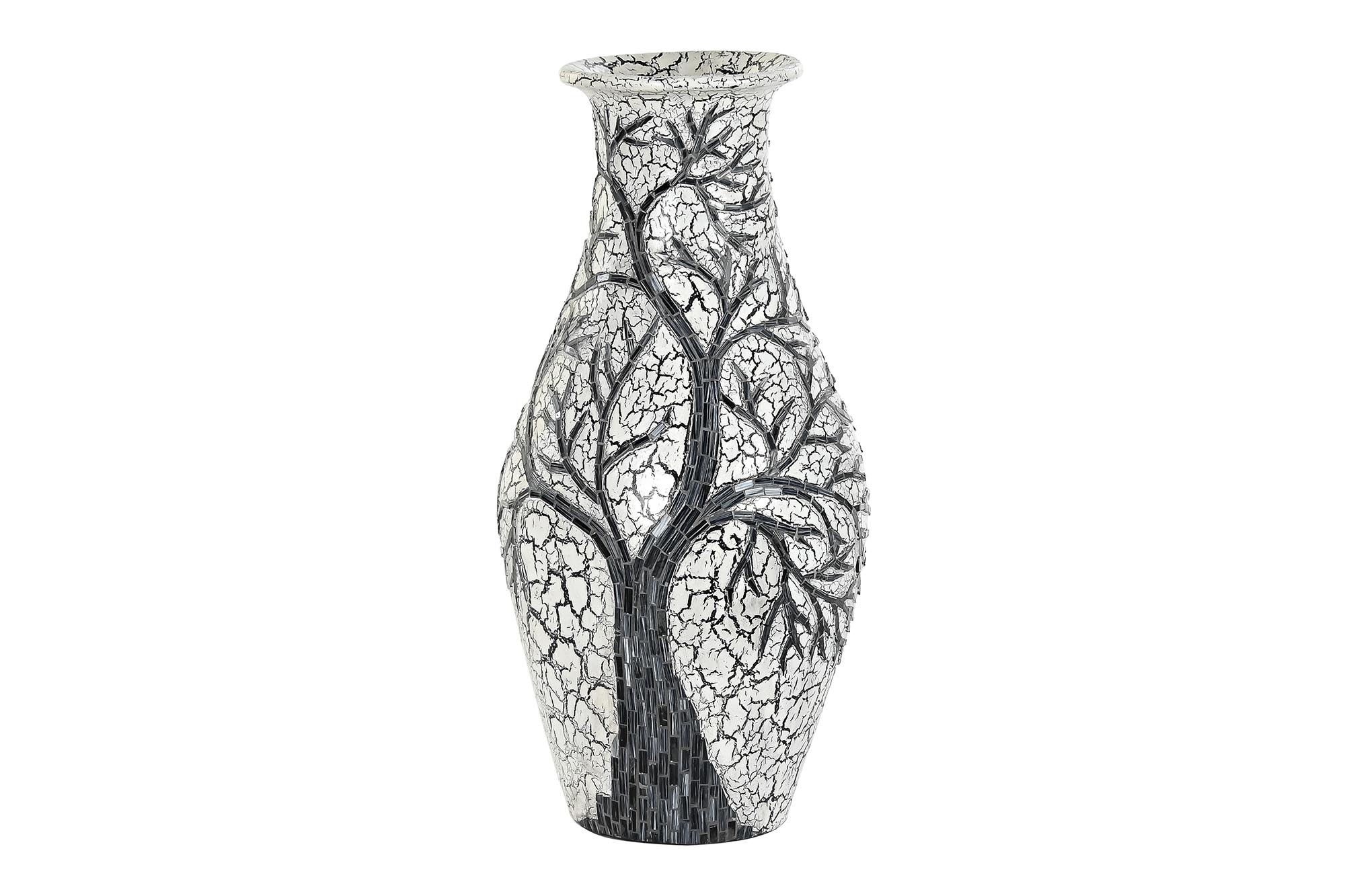 JARRON CRISTAL TERRACOTA 29X29X60 ARBOL BLANCO