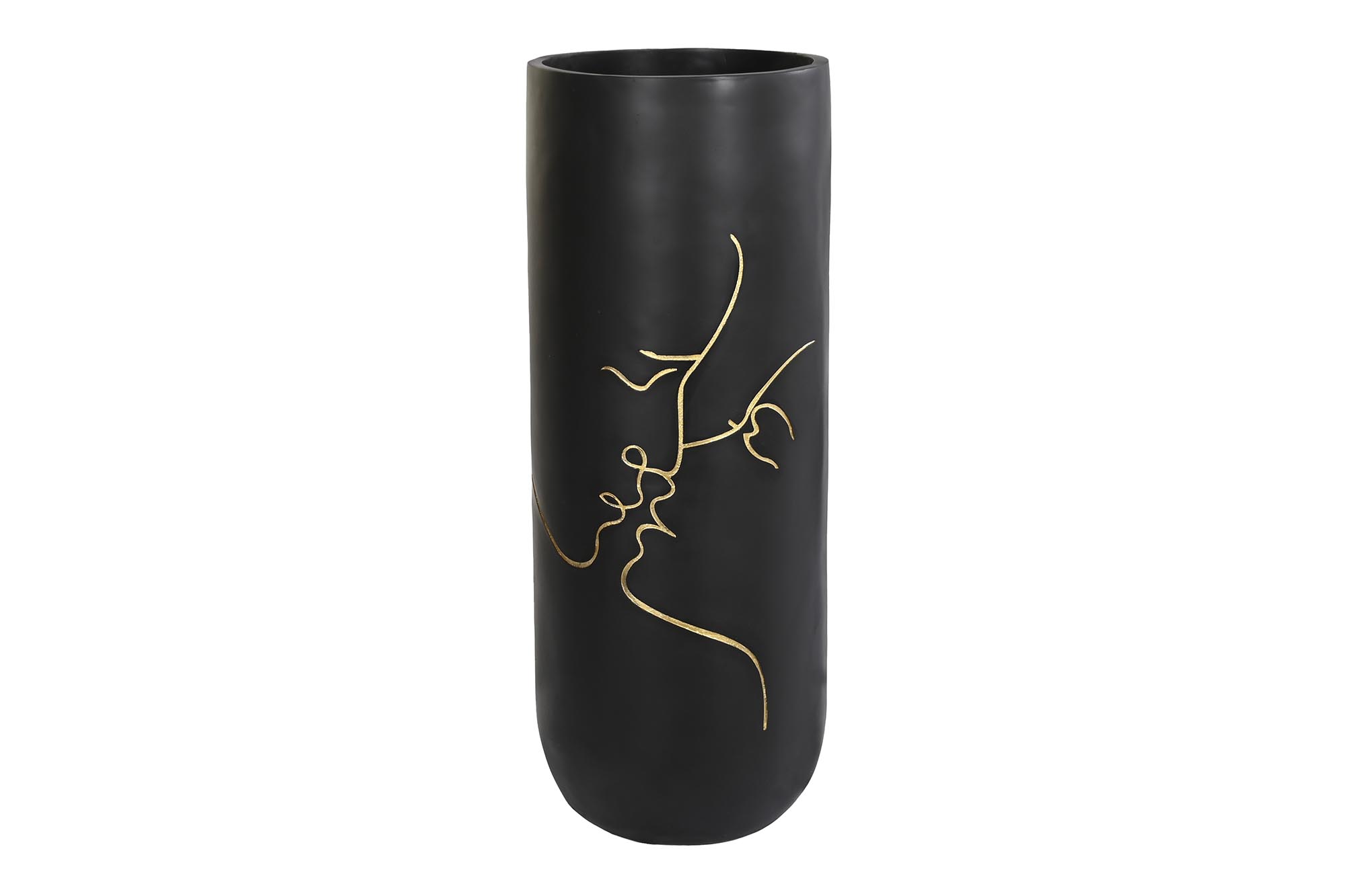 JARRON RESINA 35X35X90 BESO MATE NEGRO