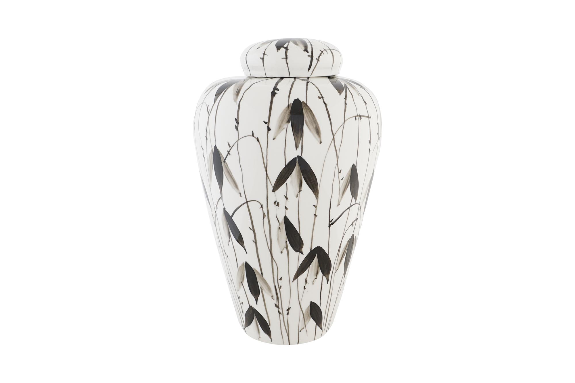 TIBOR PORCELANA 23X23X33 HOJAS BLANCO