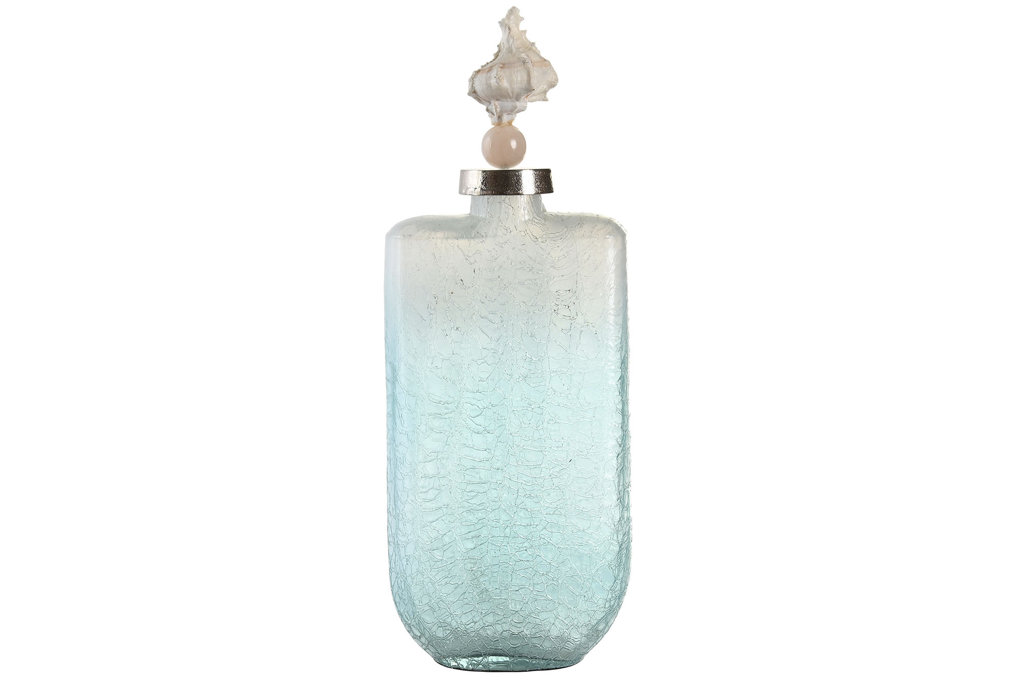 JARRON CRISTAL ALUMINIO 9X17X43 CONCHA AZUL
