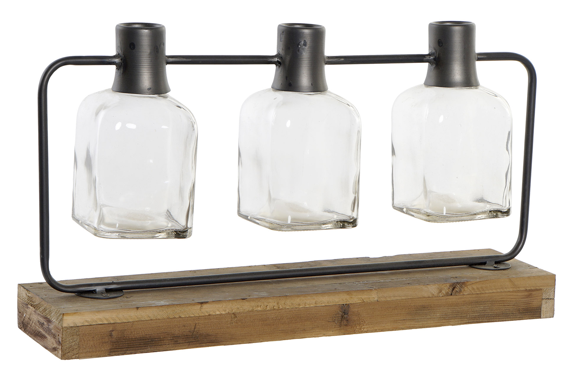 JARRON SET 3 CRISTAL METAL 49X11X27 NEGRO