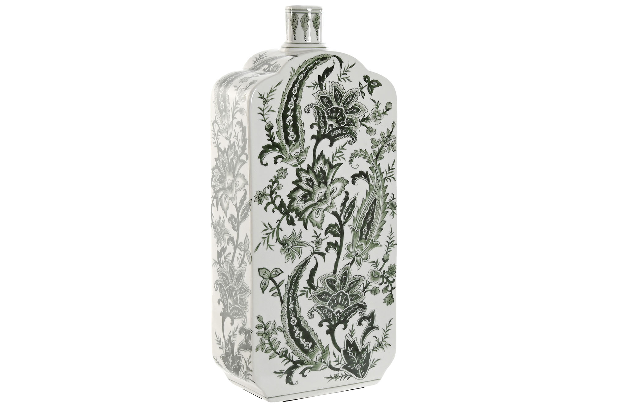 JARRON PORCELANA 21X10X48 HOJAS VERDE
