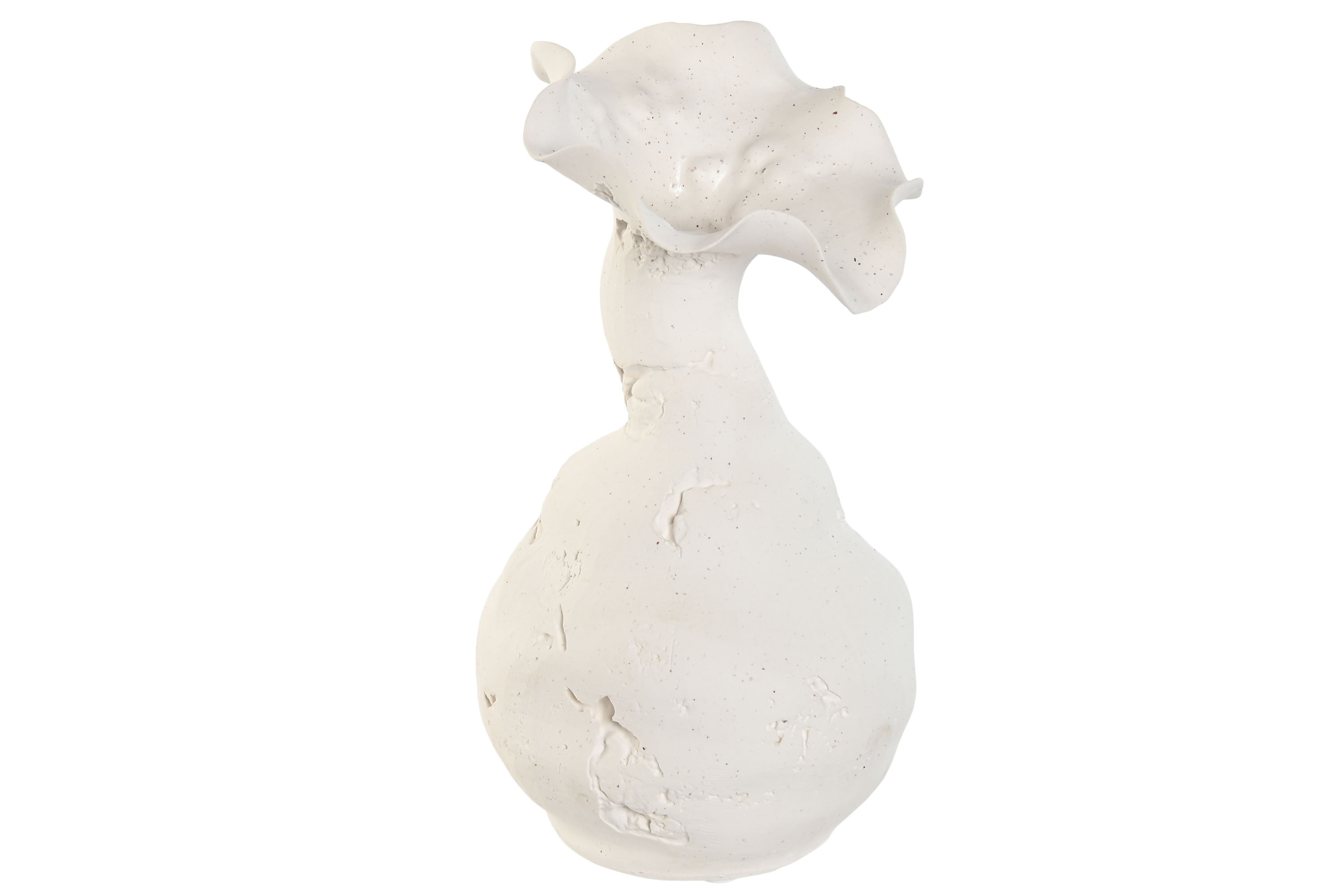 JARRON CERAMICA 13X13X24 ORGANICO ARTESANAL BLANCO