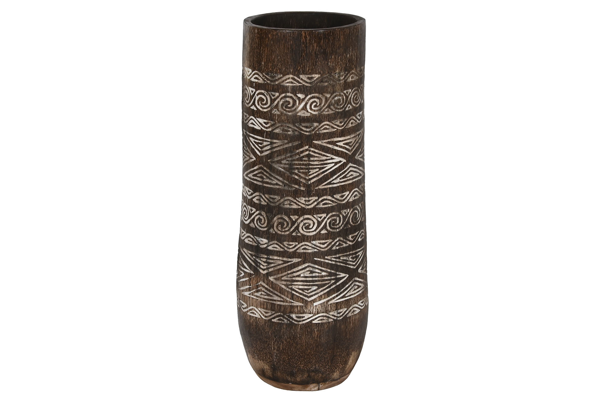 MACETERO MADERA 20X20X90 COCOTERO TALLADO MARRON