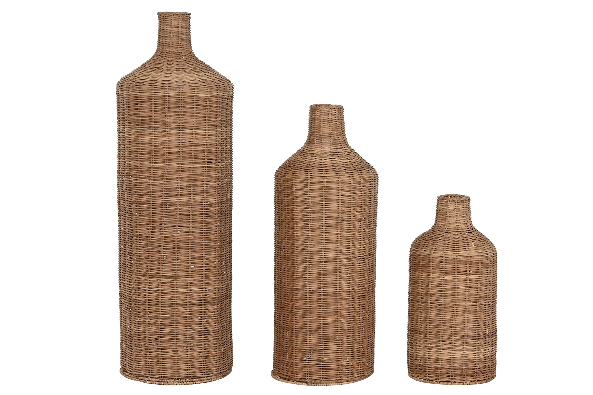 JARRON SET 3 RATAN METAL 26X26X82 NATURAL MARRON