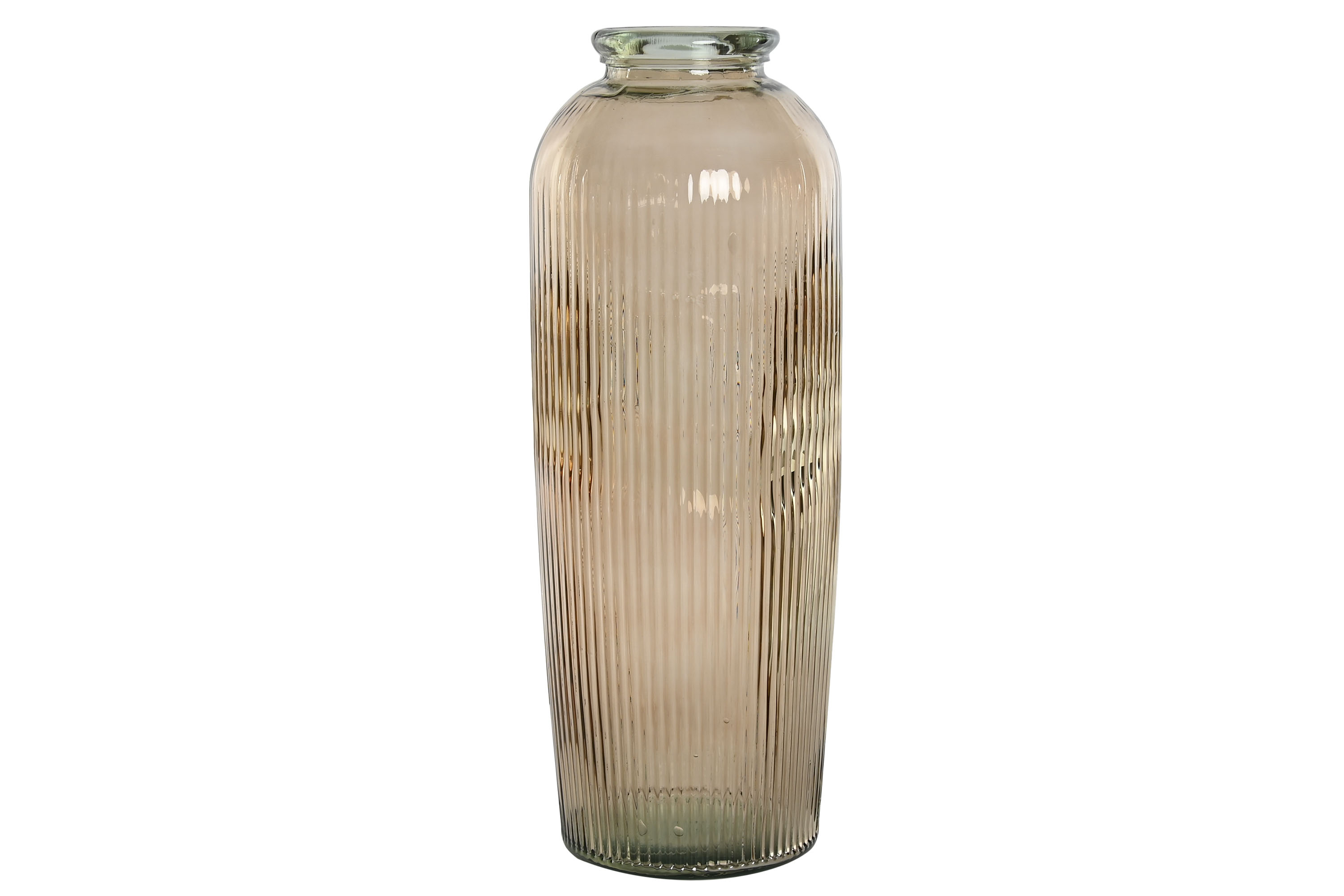 JARRON CRISTAL RECICLADO 27X27X71 RAYADO CHAMPAN