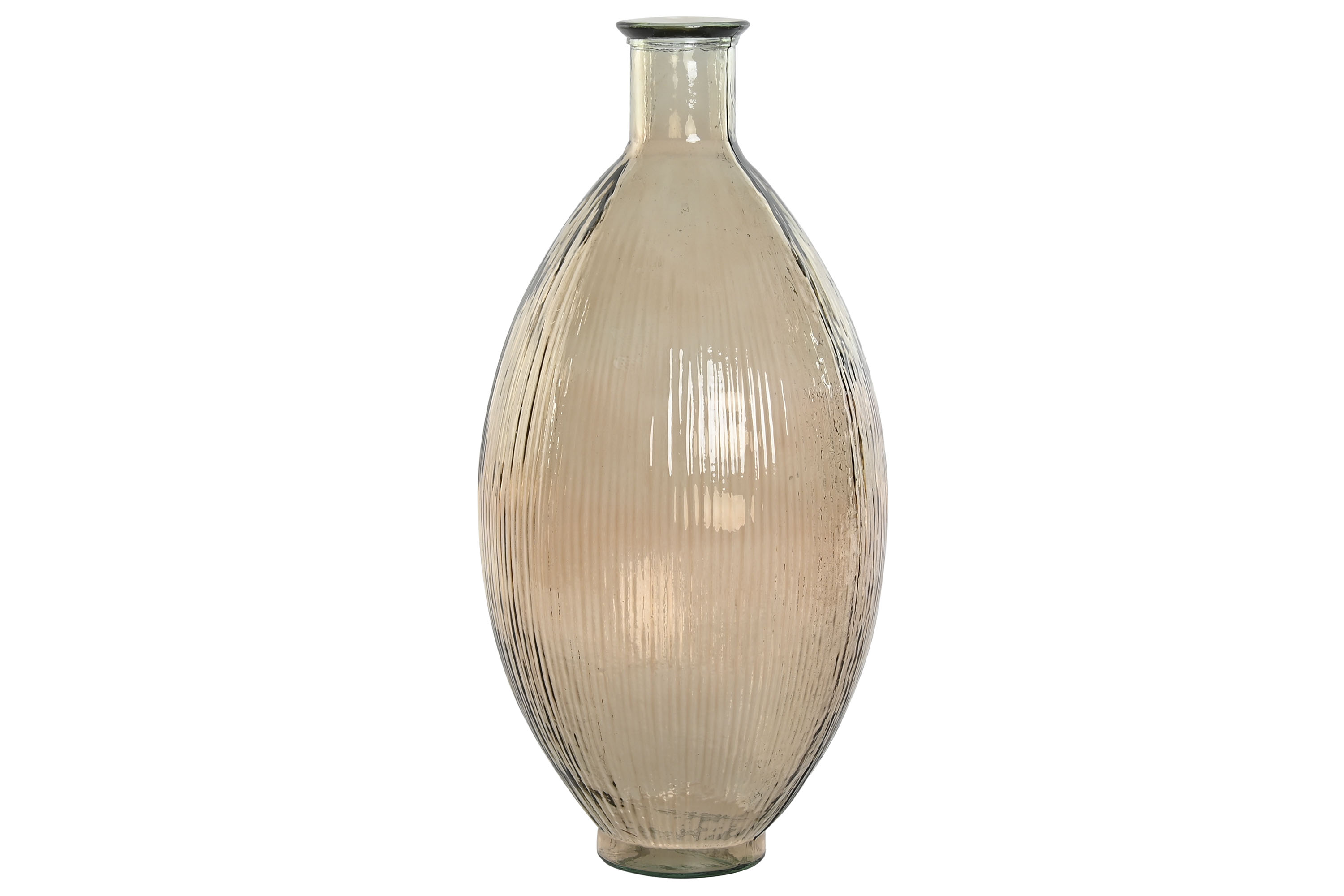 JARRON CRISTAL RECICLADO 30X30X59 RAYADO CHAMPAN
