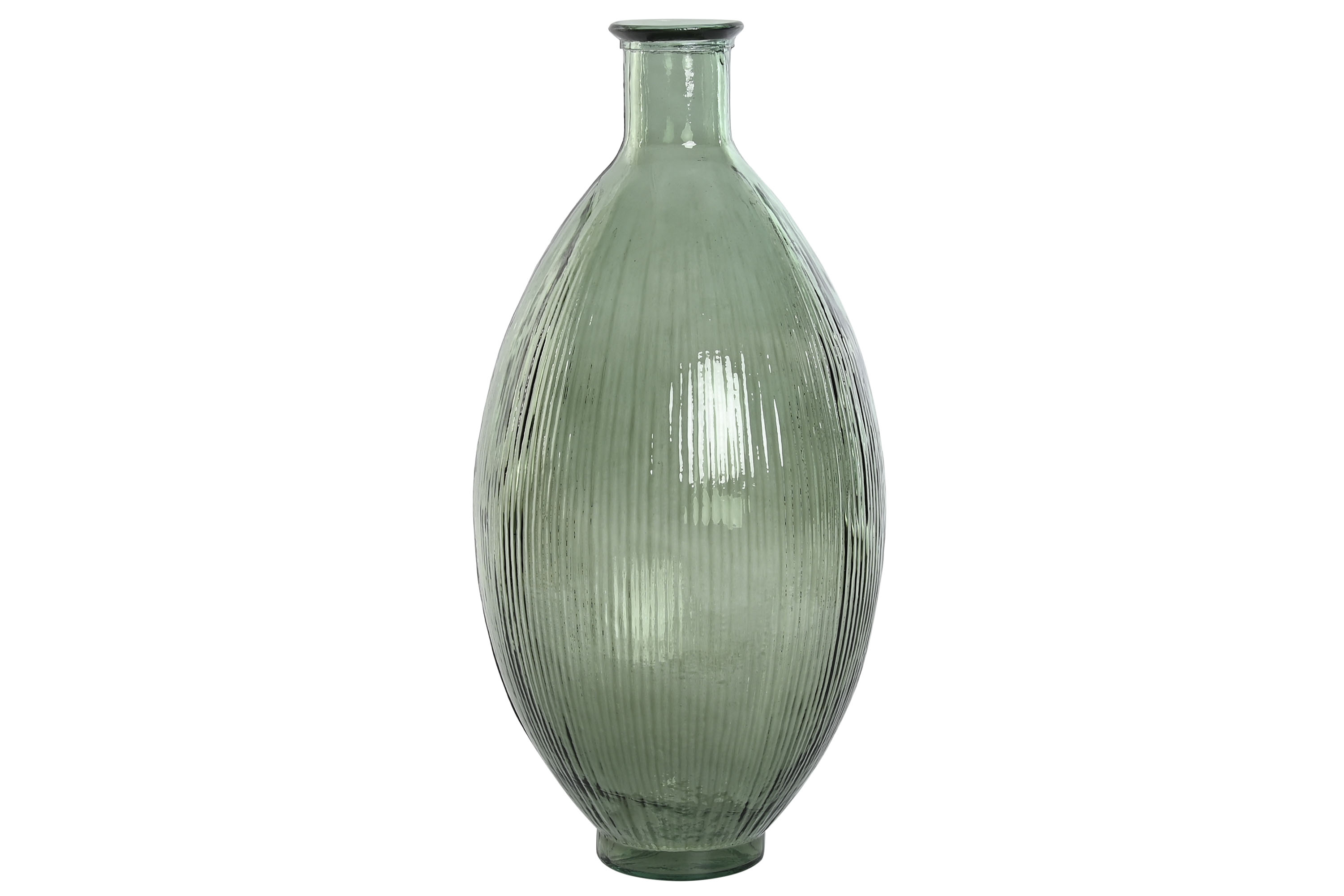 JARRON CRISTAL RECICLADO 30X30X59 RAYADO VERDE