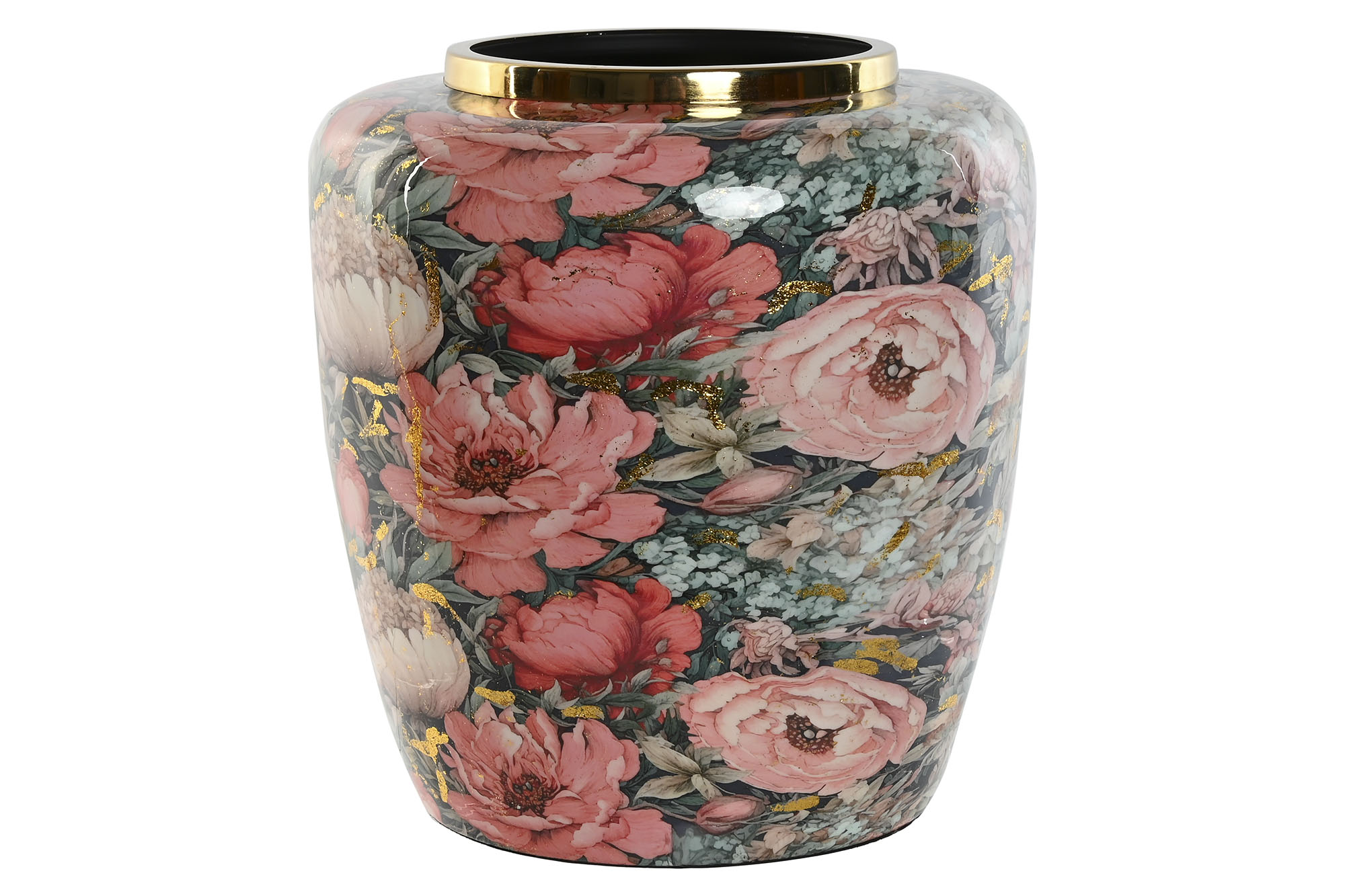 JARRON METAL 33X33X35 FLORES ROSA