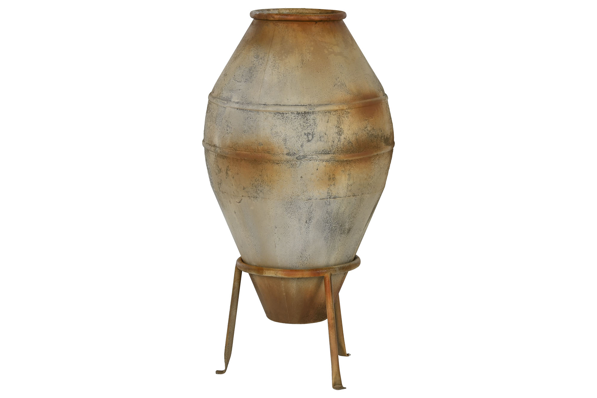 ANFORA METAL 49X49X93 PIE ENVEJECIDO BEIGE